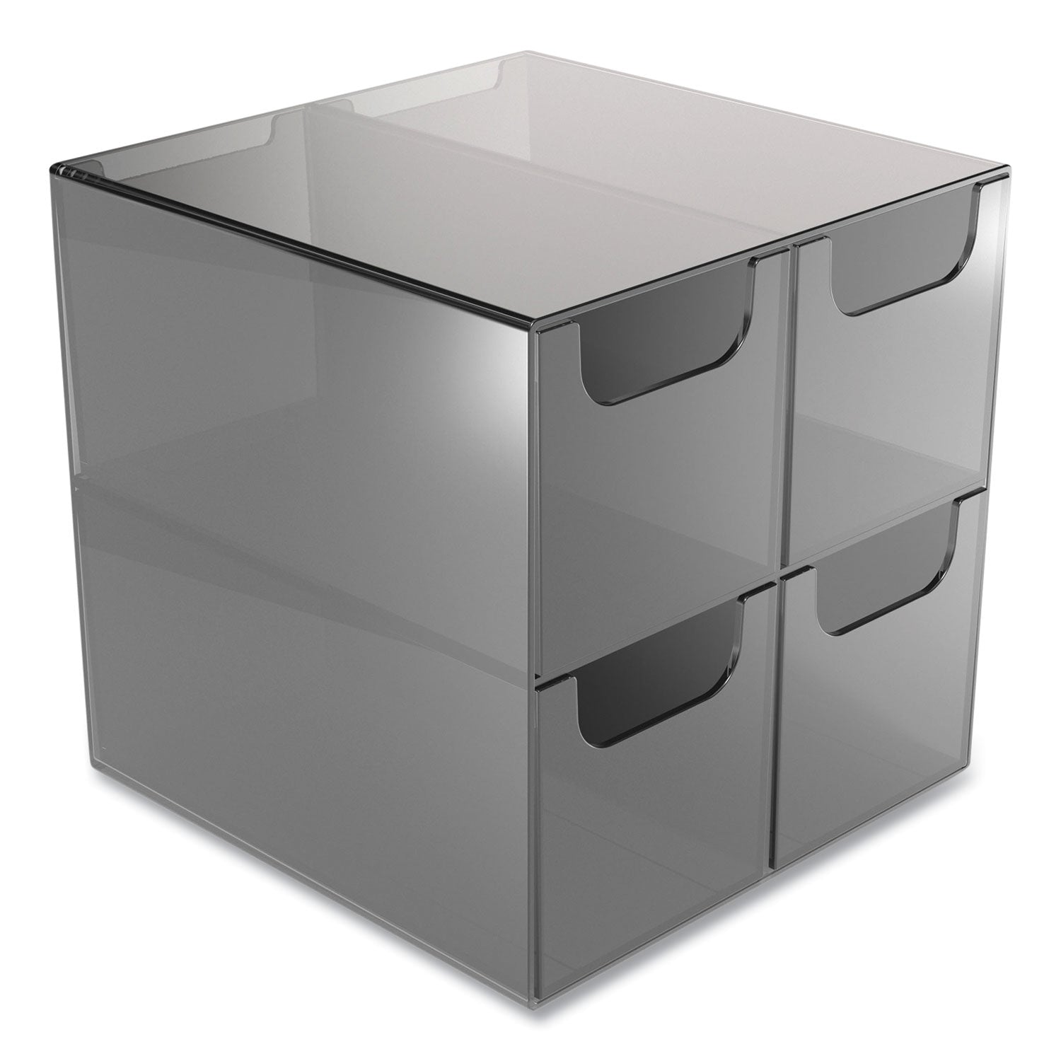 TRU RED™ Plastic Cube Desktop Organizer, 4 Compartments, 6 x 6 x 6, Smoke