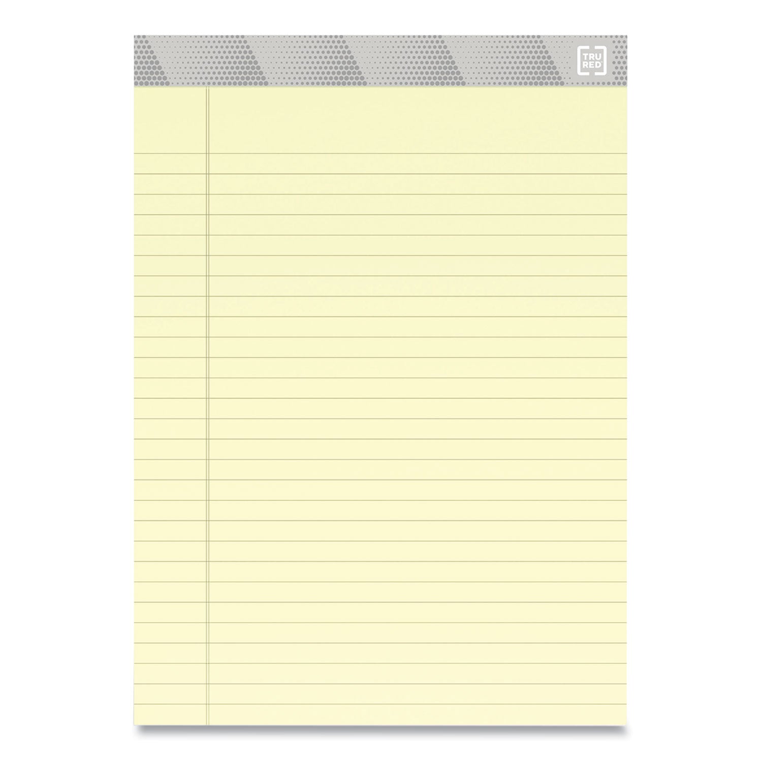 TRU RED™ Notepads, Wide/Legal Rule, 50 Canary-Yellow 8.5 x 11.75 Sheets, 12/Pack