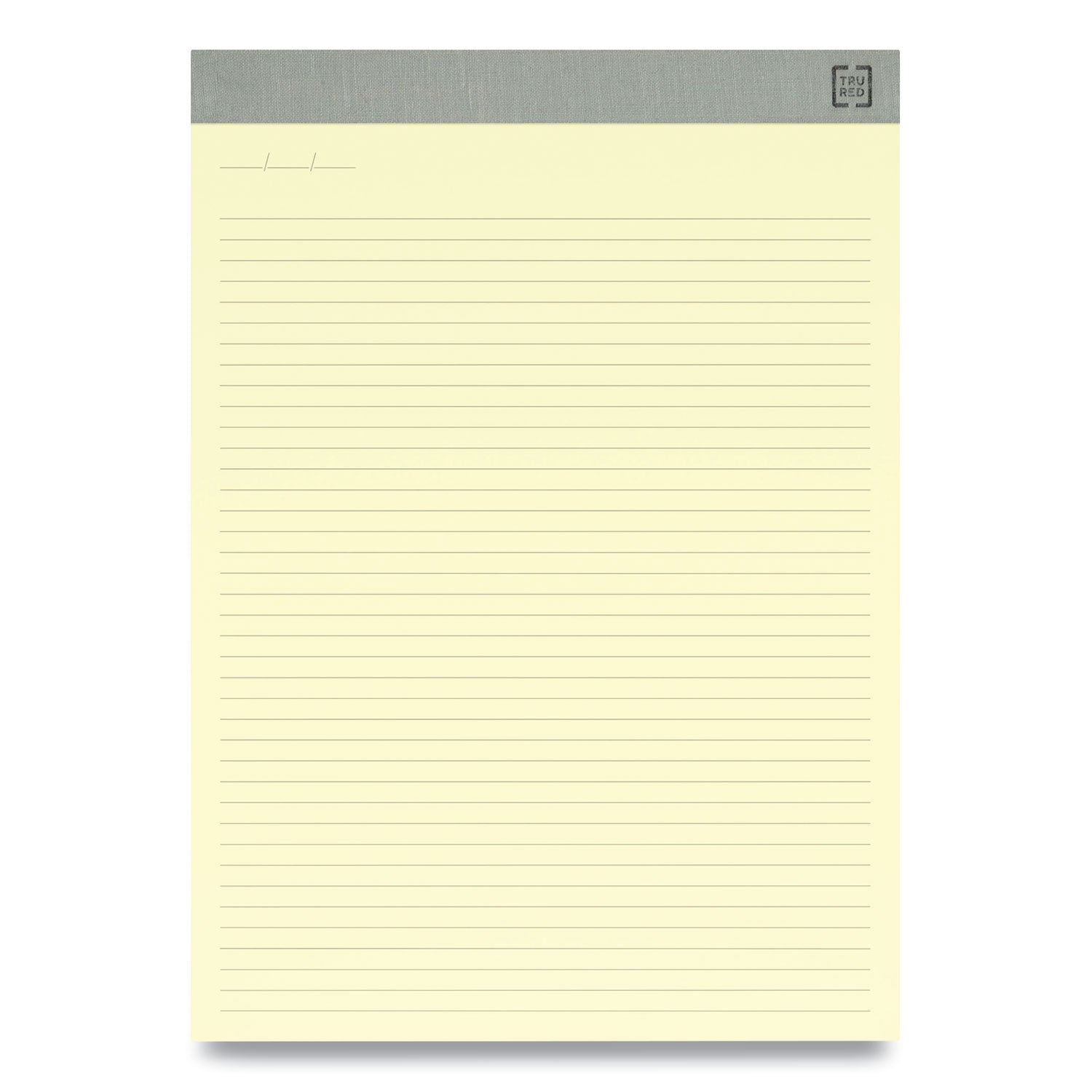 TRU RED™ Notepads, Narrow Rule, 50 Canary-Yellow 8.5 x 11.75 Sheets, 12/Pack