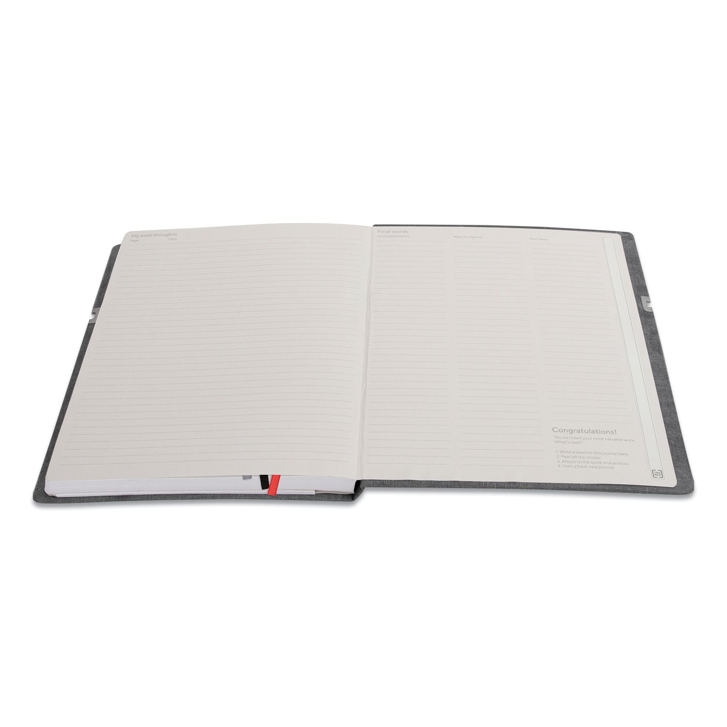 TRU RED™ Large Mastery Journal with Pockets, 1-Subject, Narrow Rule, Charcoal/Red Cover, (192) 10 x 8 Sheets