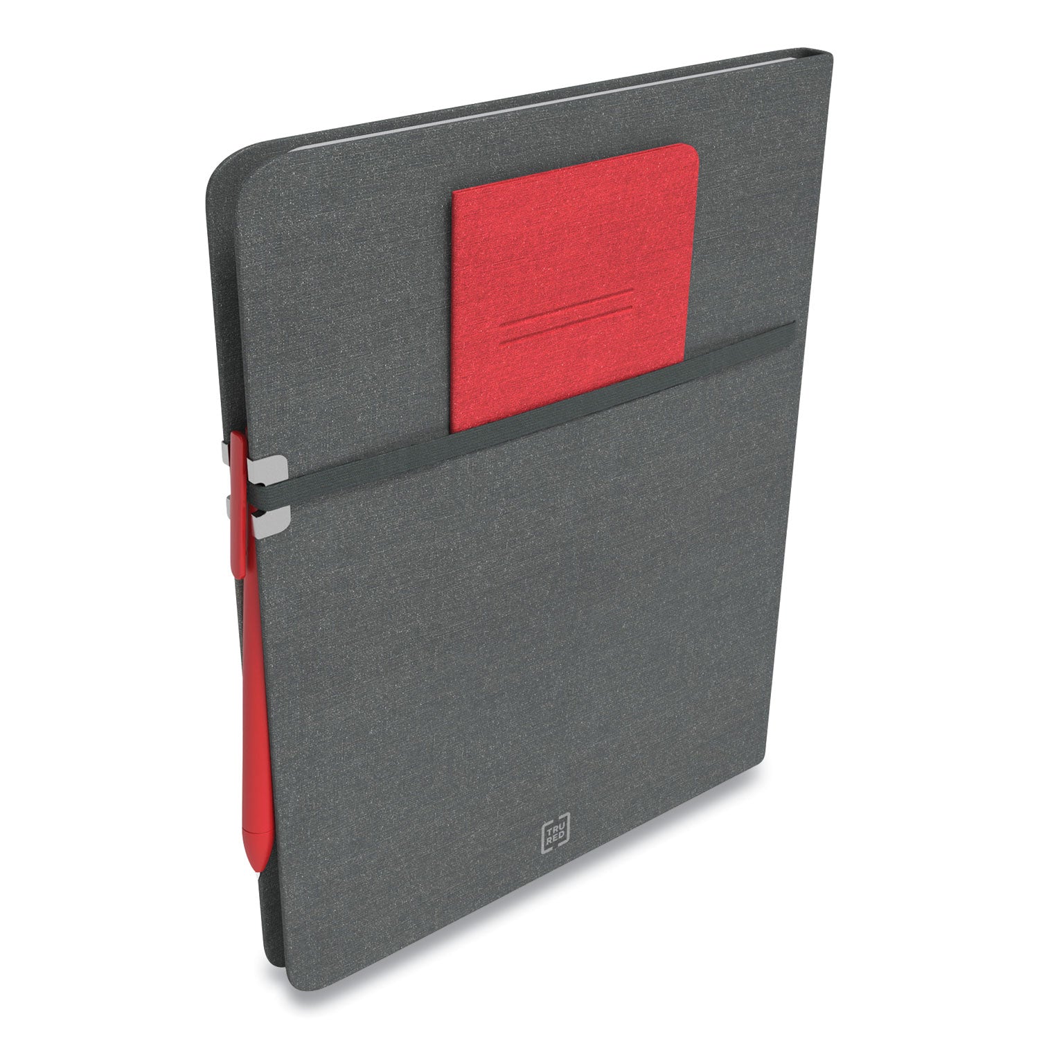 TRU RED™ Large Mastery Journal with Pockets, 1-Subject, Narrow Rule, Charcoal/Red Cover, (192) 10 x 8 Sheets