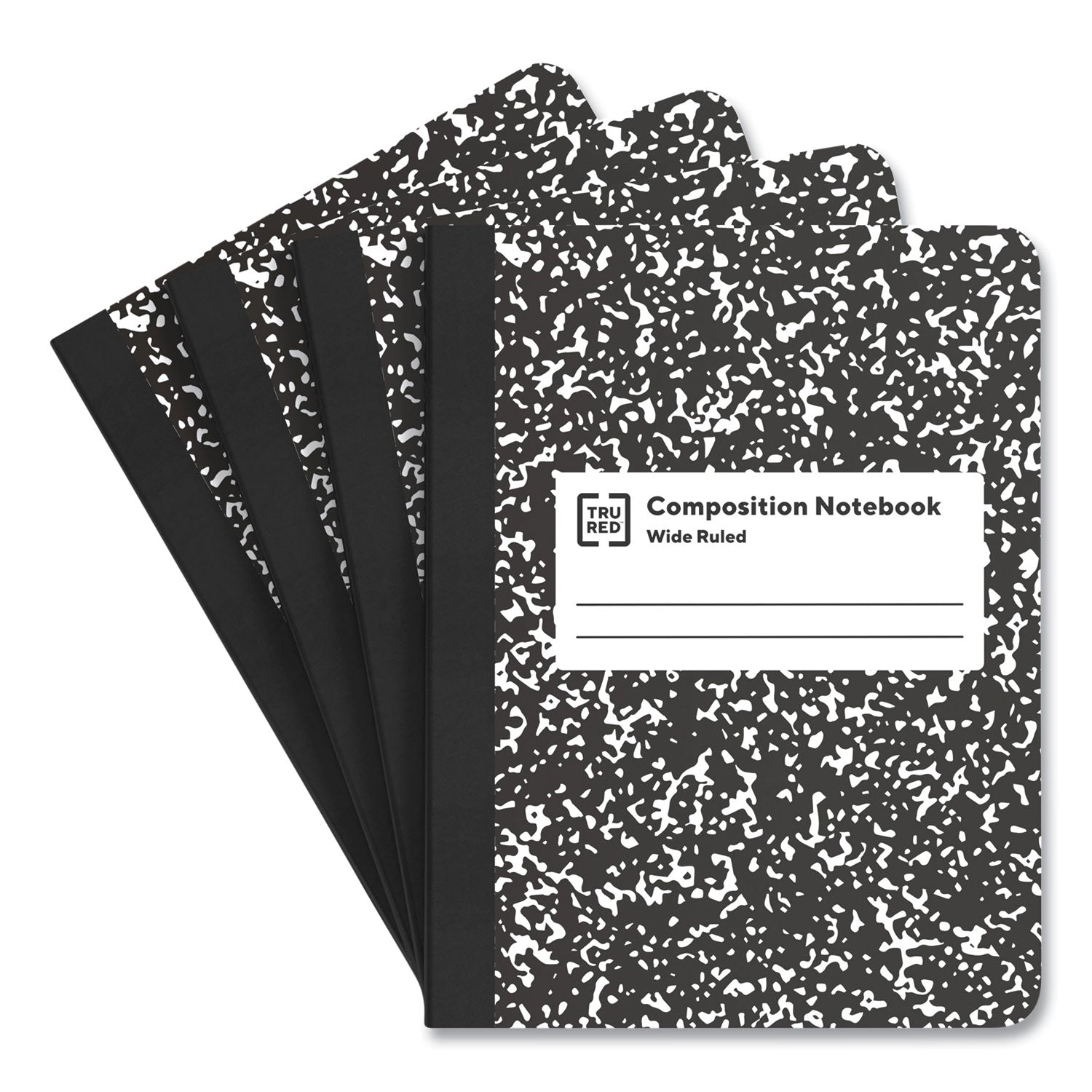 Composition Notebook, Wide/Legal Rule, Black Marble Cover, (100) 9.75 x 7.5 Sheets, 4/Pack