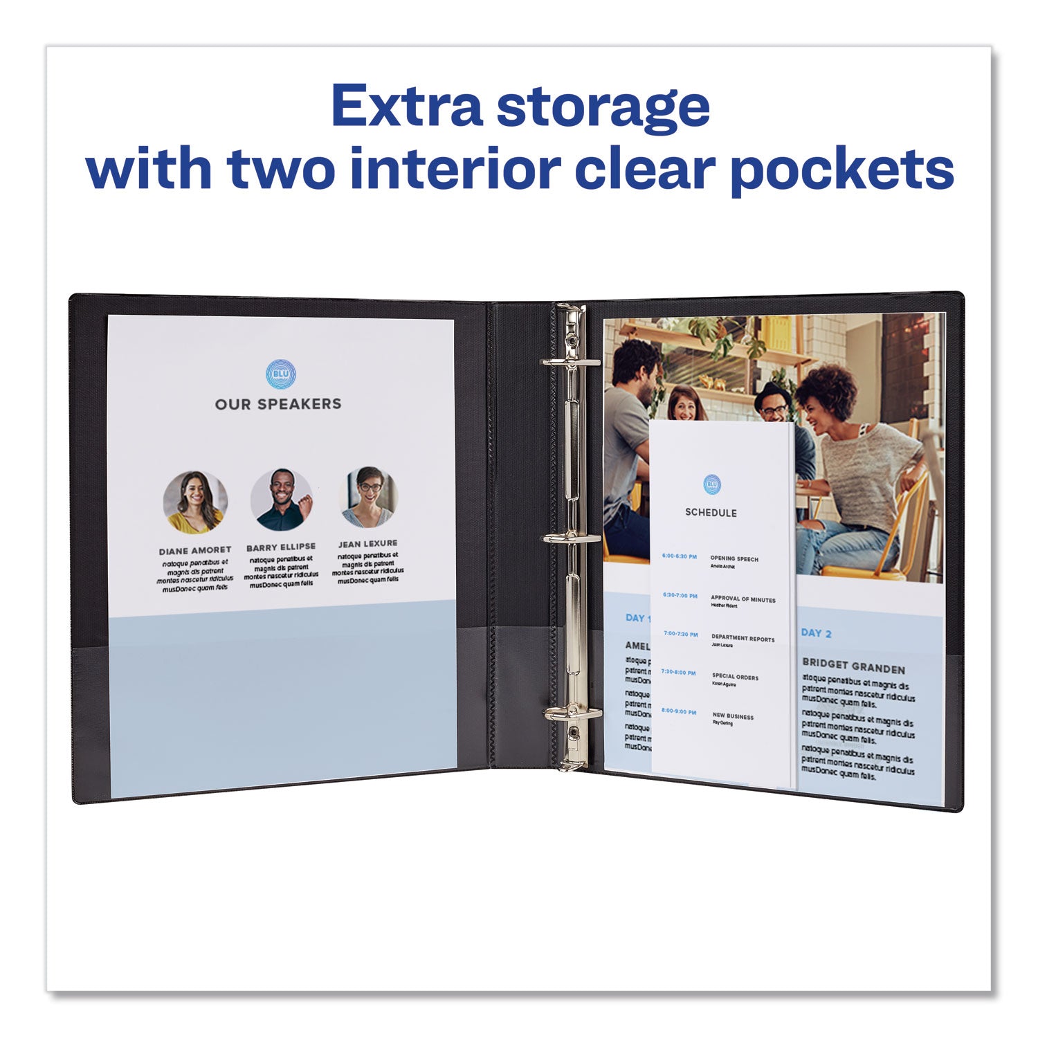 Avery® Durable View Binder with DuraHinge and Slant Rings, 3 Rings, 1" Capacity, 11 x 8.5, Aqua