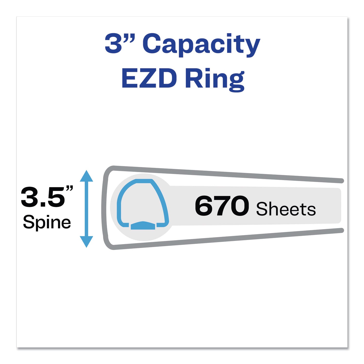 Avery® Durable View Binder with DuraHinge and EZD Rings, 3 Rings, 3" Capacity, 11 x 8.5, Black, (9700)