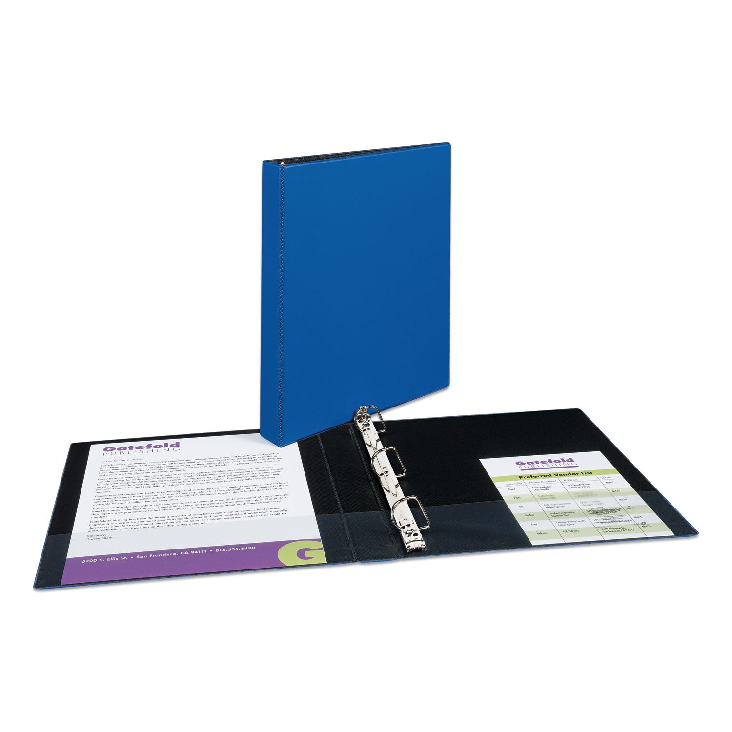 Avery® Durable Non-View Binder with DuraHinge and Slant Rings, 3 Rings, 1" Capacity, 11 x 8.5, Blue