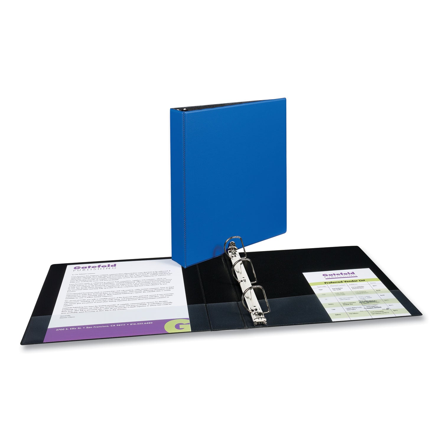 Avery® Durable Non-View Binder with DuraHinge and Slant Rings, 3 Rings, 1.5" Capacity, 11 x 8.5, Blue