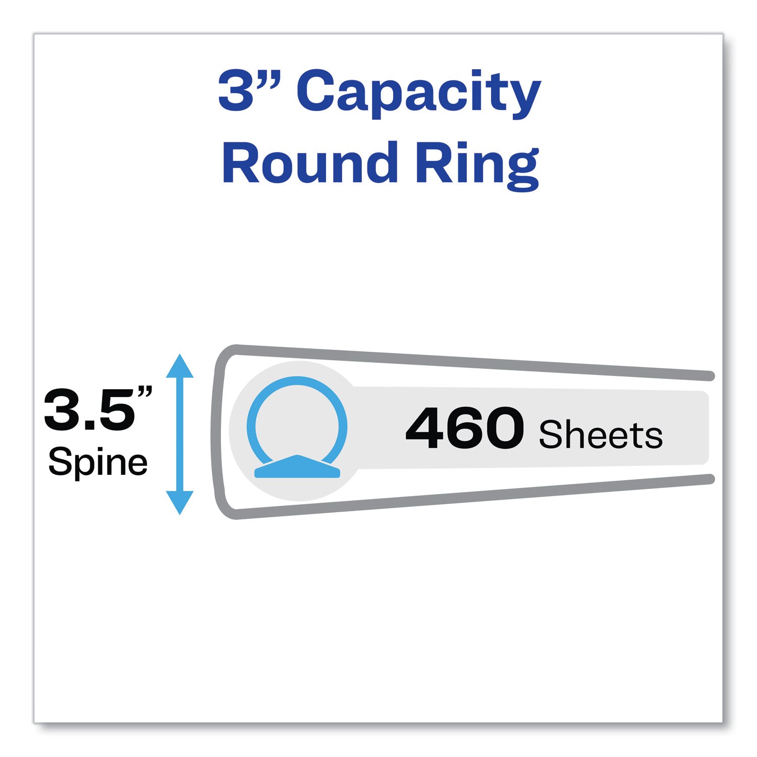 Avery® Economy View Binder with Round Rings , 3 Rings, 3" Capacity, 11 x 8.5, White, (5741)