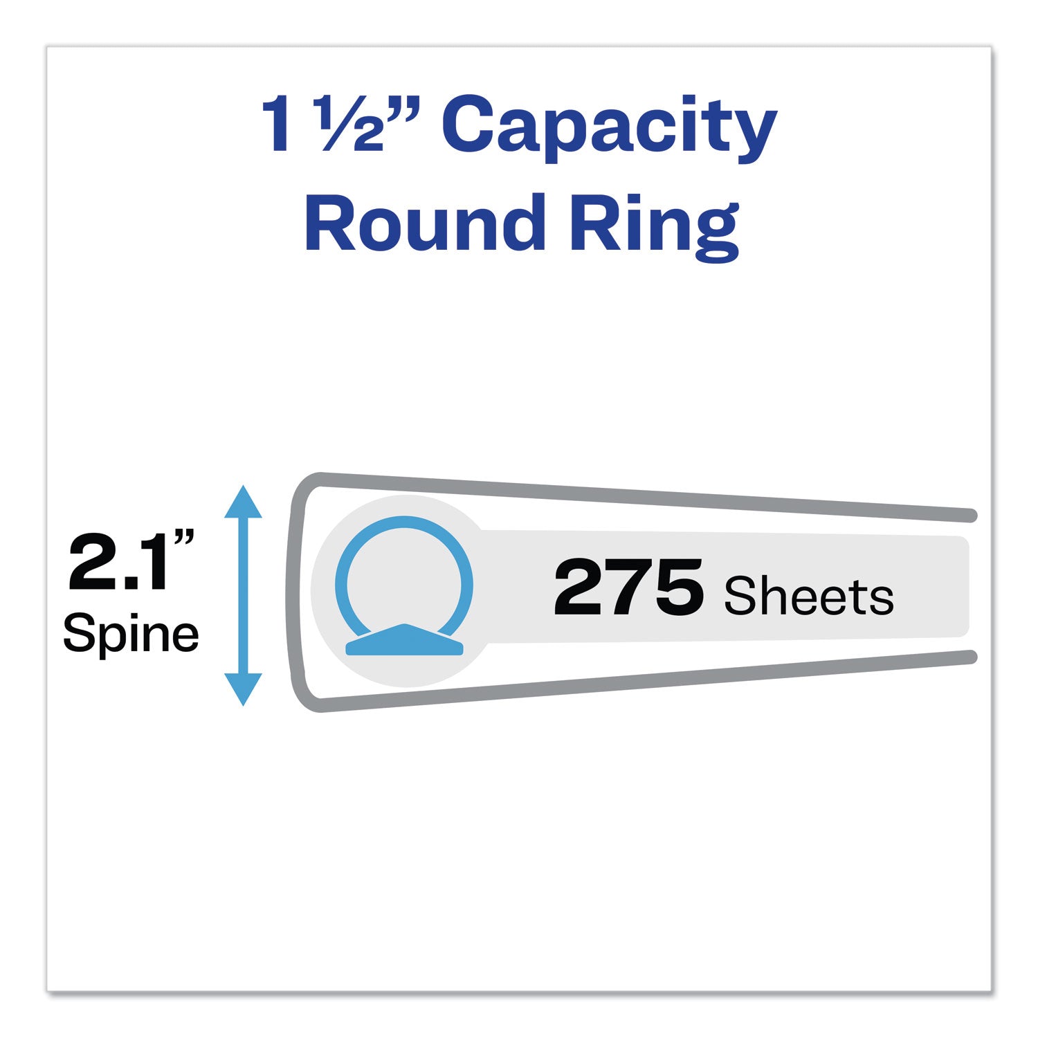 Avery® Economy View Binder with Round Rings , 3 Rings, 1.5" Capacity, 11 x 8.5, White, (5726)