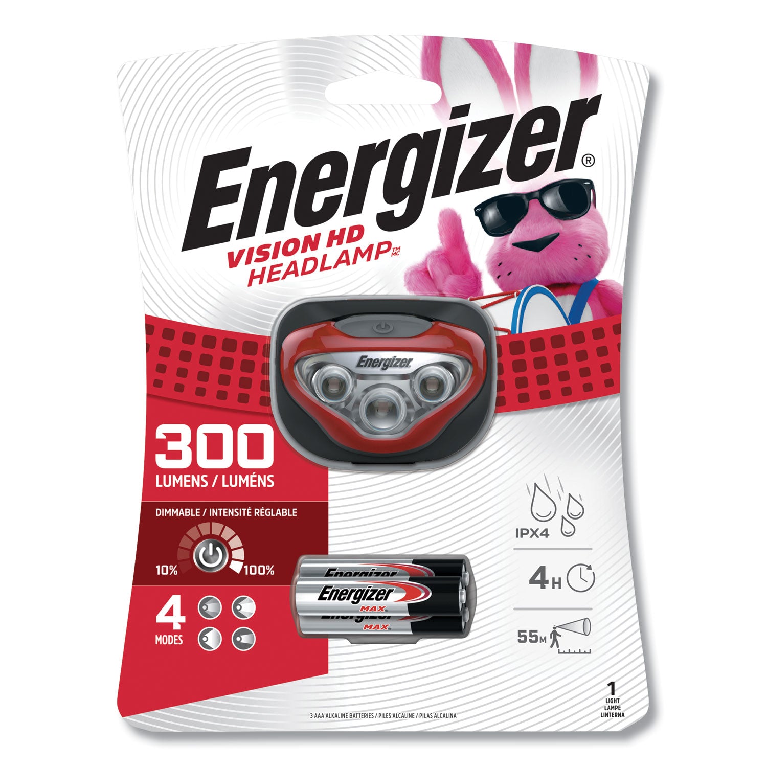 LED Headlight, 3 AAA Batteries (Included), Red