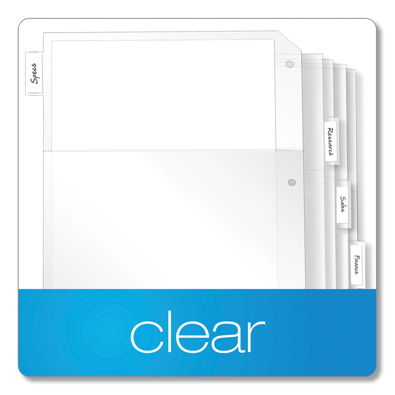 Cardinal® Poly Ring Binder Pockets, 8.5 x 11, Clear, 5/Pack