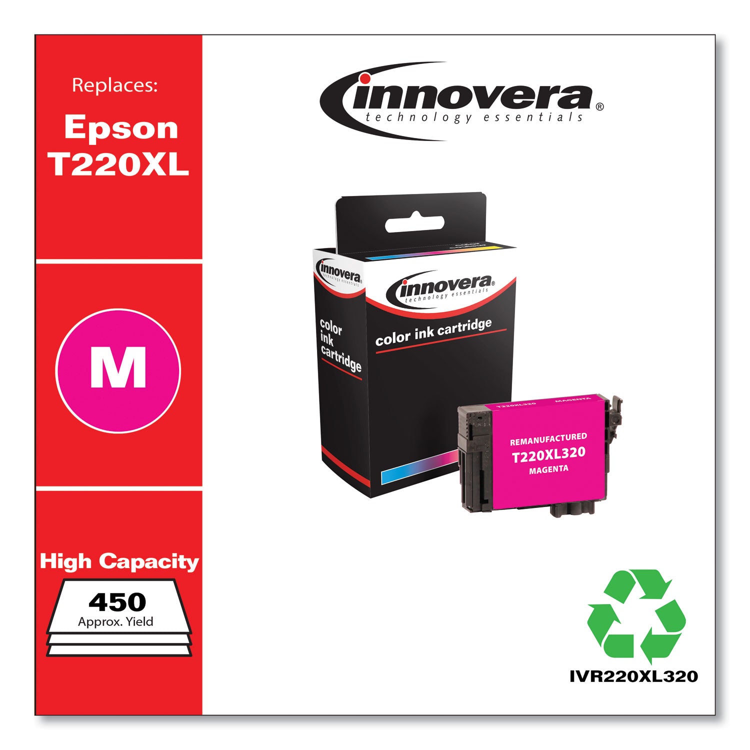 Innovera® Remanufactured Magenta High-Yield Ink, Replacement for T220XL (T220XL320), 450 Page-Yield