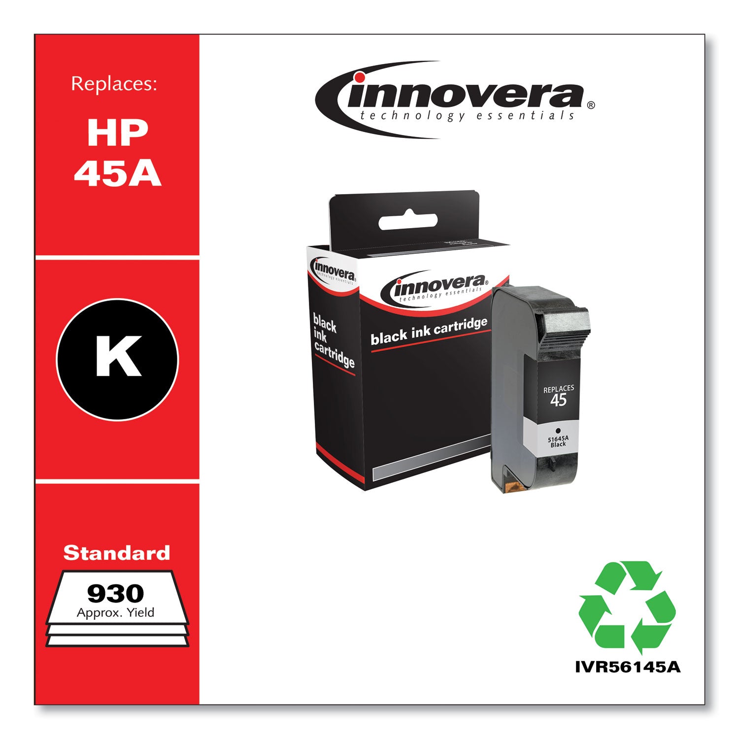 Innovera® Remanufactured Black Ink, Replacement for 45A (51645A), 930 Page-Yield