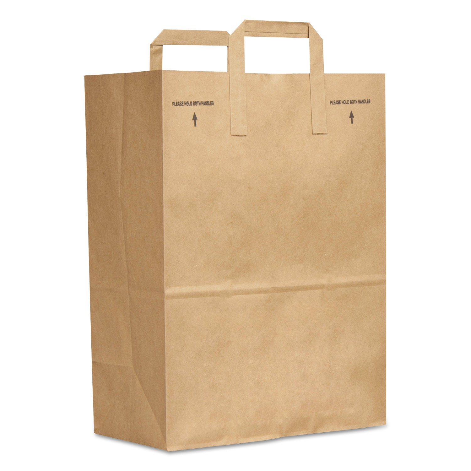 Grocery Paper Bags, Attached Handle, 30 lb Capacity, 1/6 BBL, 12 x 7 x 17, Kraft, 300 Bags