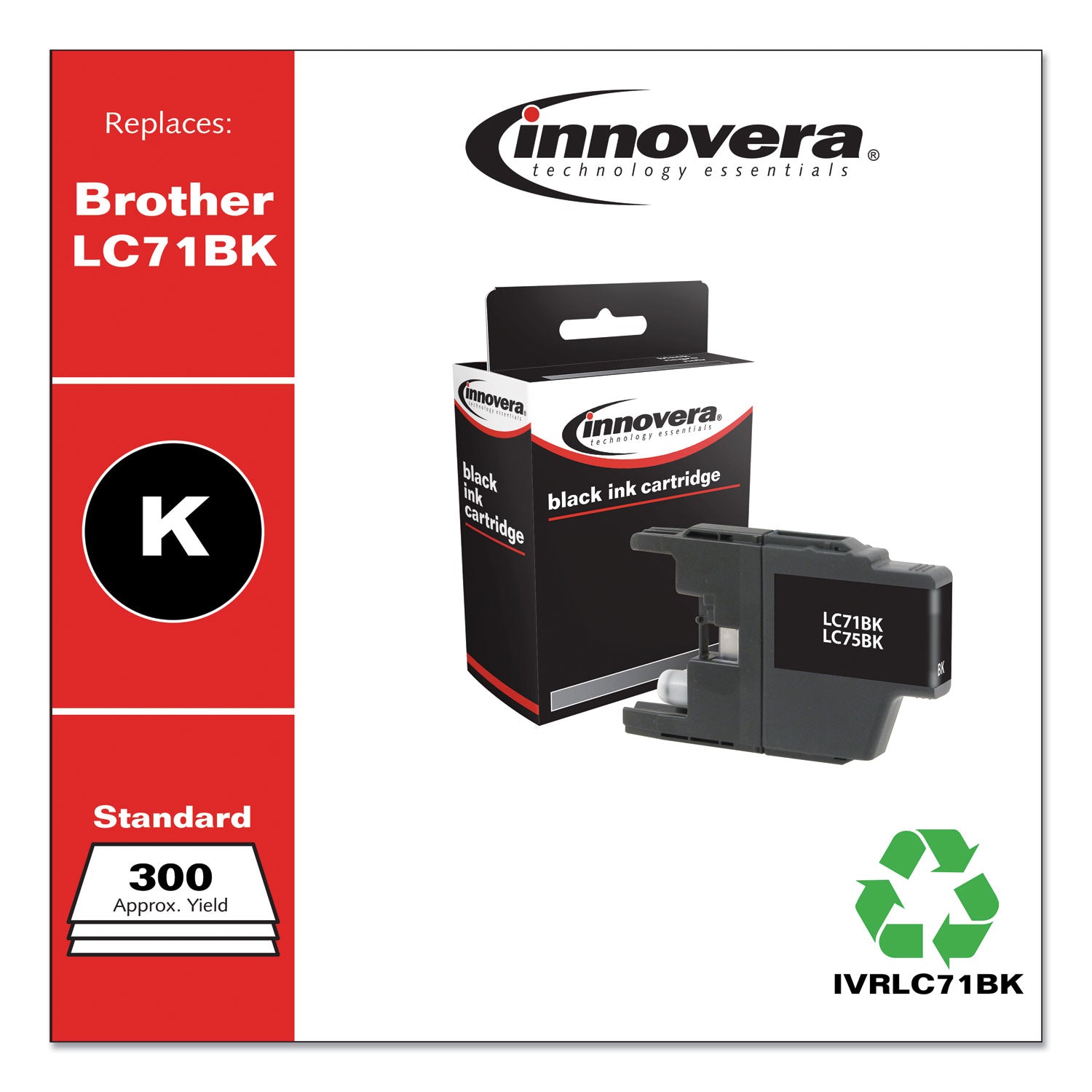 Innovera® Remanufactured Black Ink, Replacement for LC71BK, 300 Page-Yield