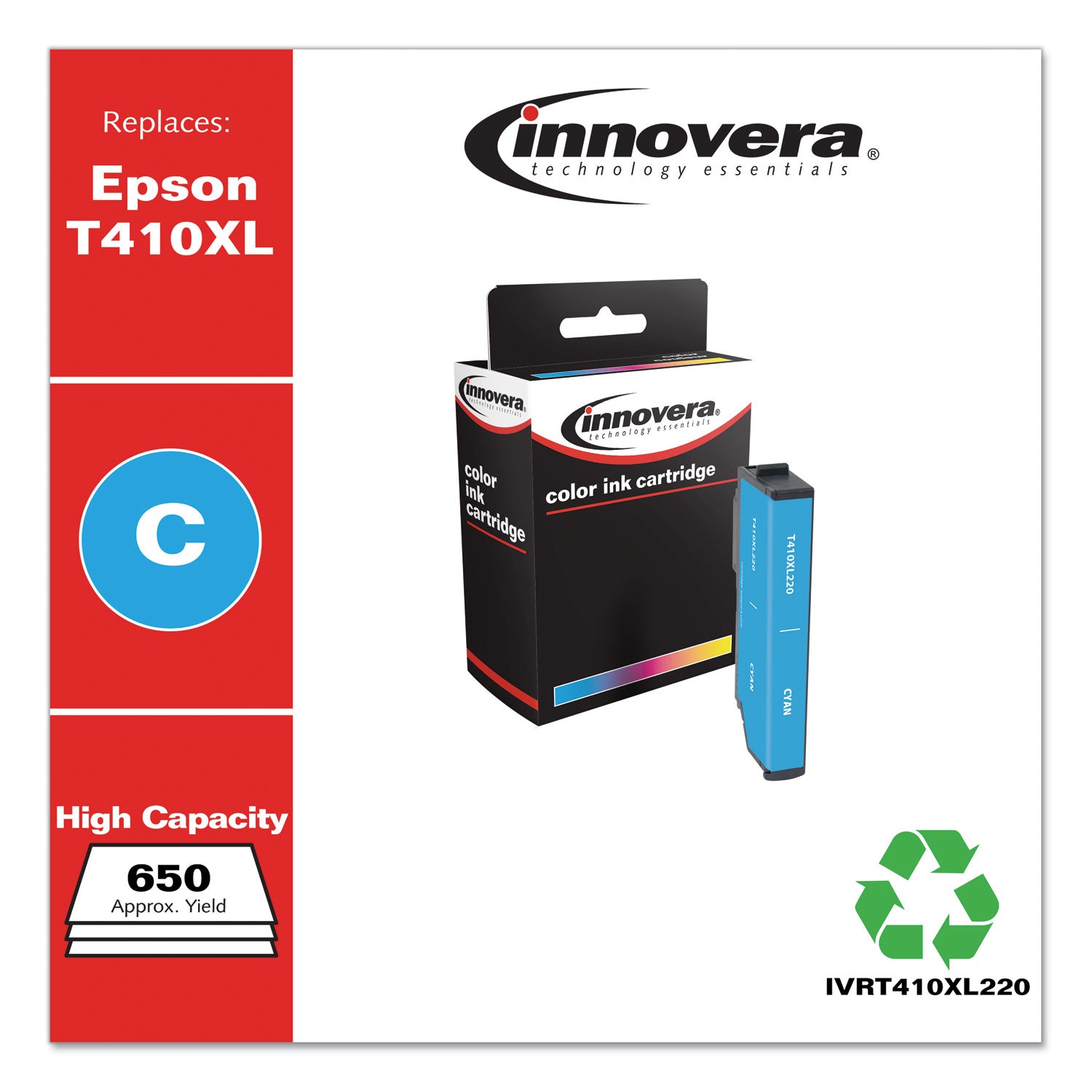 Innovera® Remanufactured Cyan High-Yield Ink, Replacement for T410XL (T410XL220), 650 Page-Yield