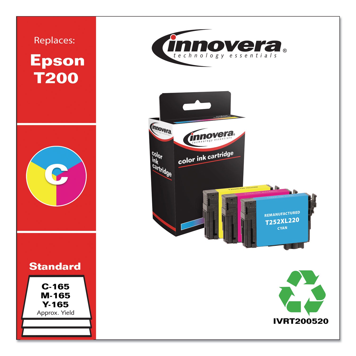 Innovera® Remanufactured Cyan/Magenta/Yellow Ink, Replacement for T200 (T200520), 165 Page-Yield