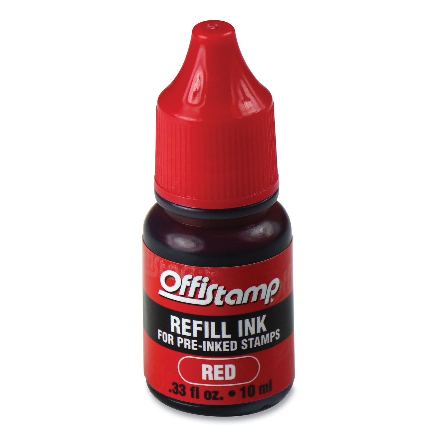 Offistamp® Refill Ink for Pre-Inked Stamps, 0.33 oz, Red