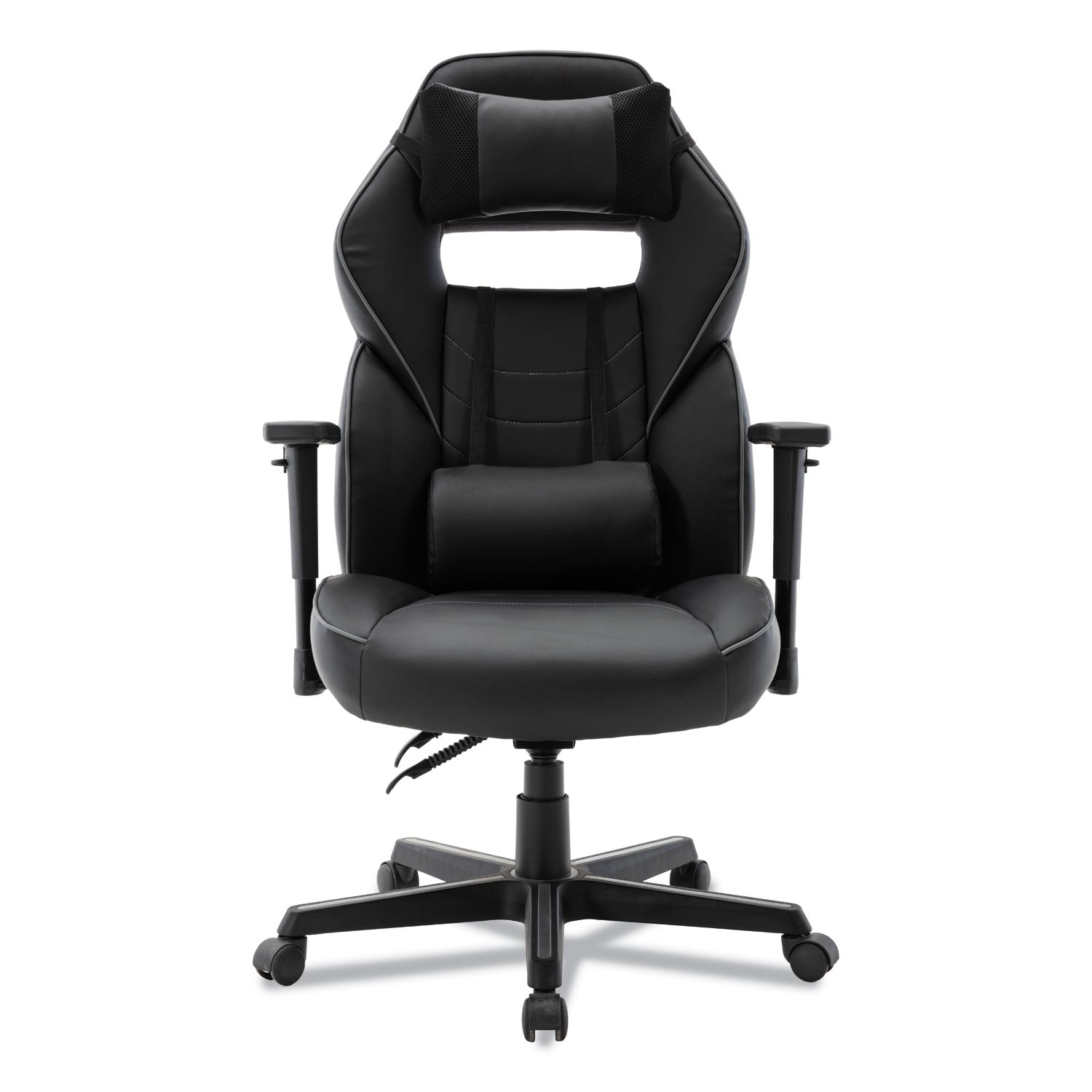 Alera® Racing Style Ergonomic Gaming Chair, Supports 275 lb, 15.91" to 19.8" Seat Height, Black/Gray Trim Seat/Back, Black/Gray Base