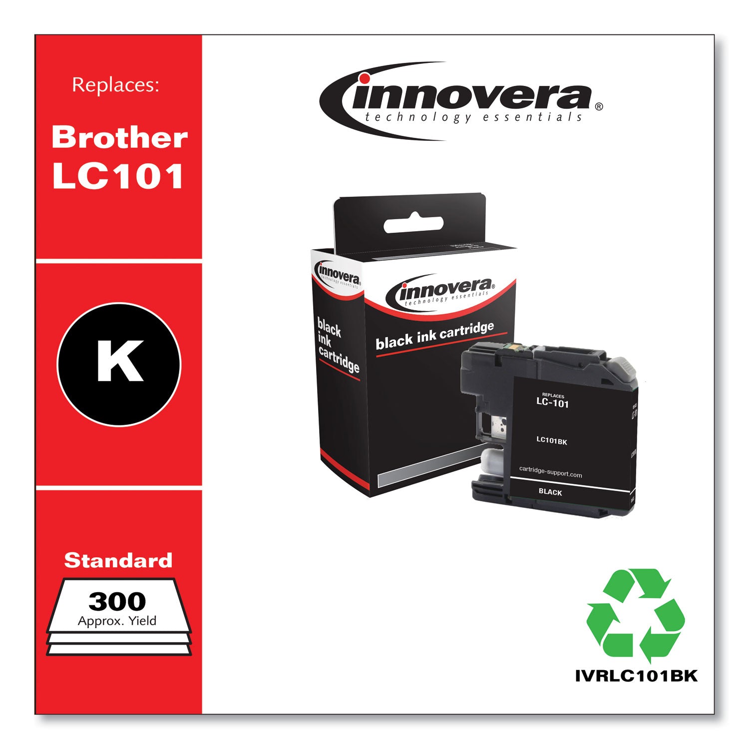 Innovera® Compatible Black Ink, Replacement for LC101BK, 300 Page-Yield