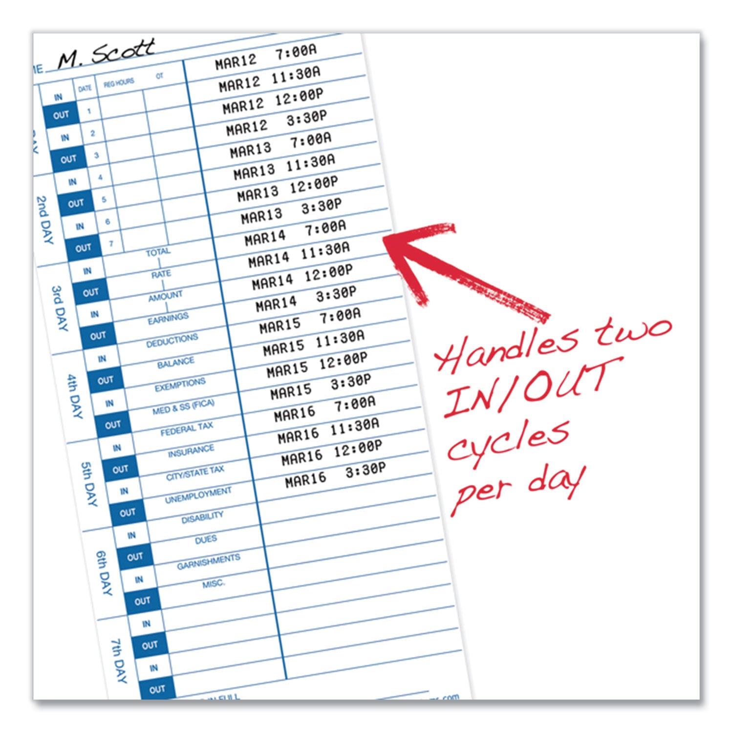 Pyramid Technologies Time Clock Cards for Pyramid Technologies 3000, One Side, 4 x 9, 100/Pack