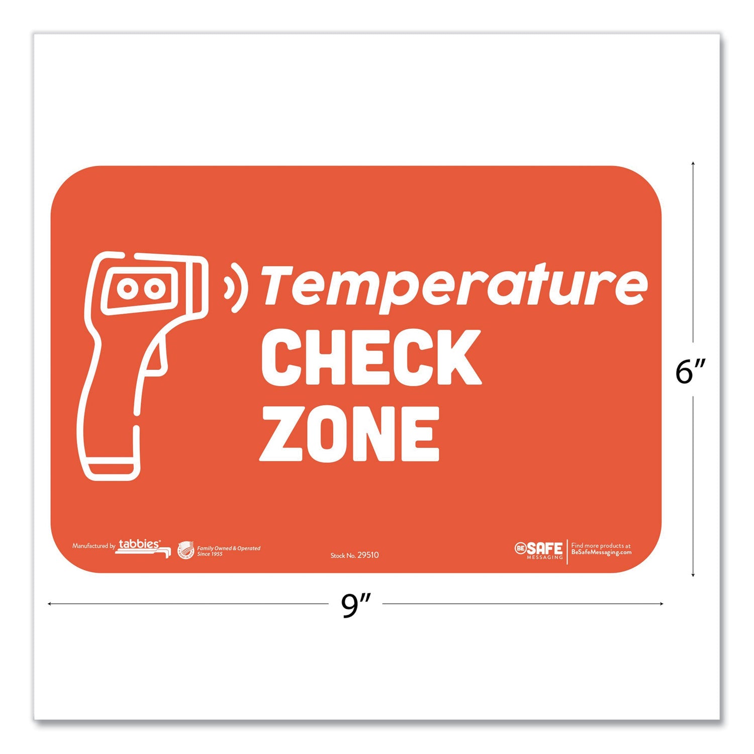 Tabbies® BeSafe Messaging Education Wall Signs, 9 x 6,  "Temperature Check Zone", 3/Pack