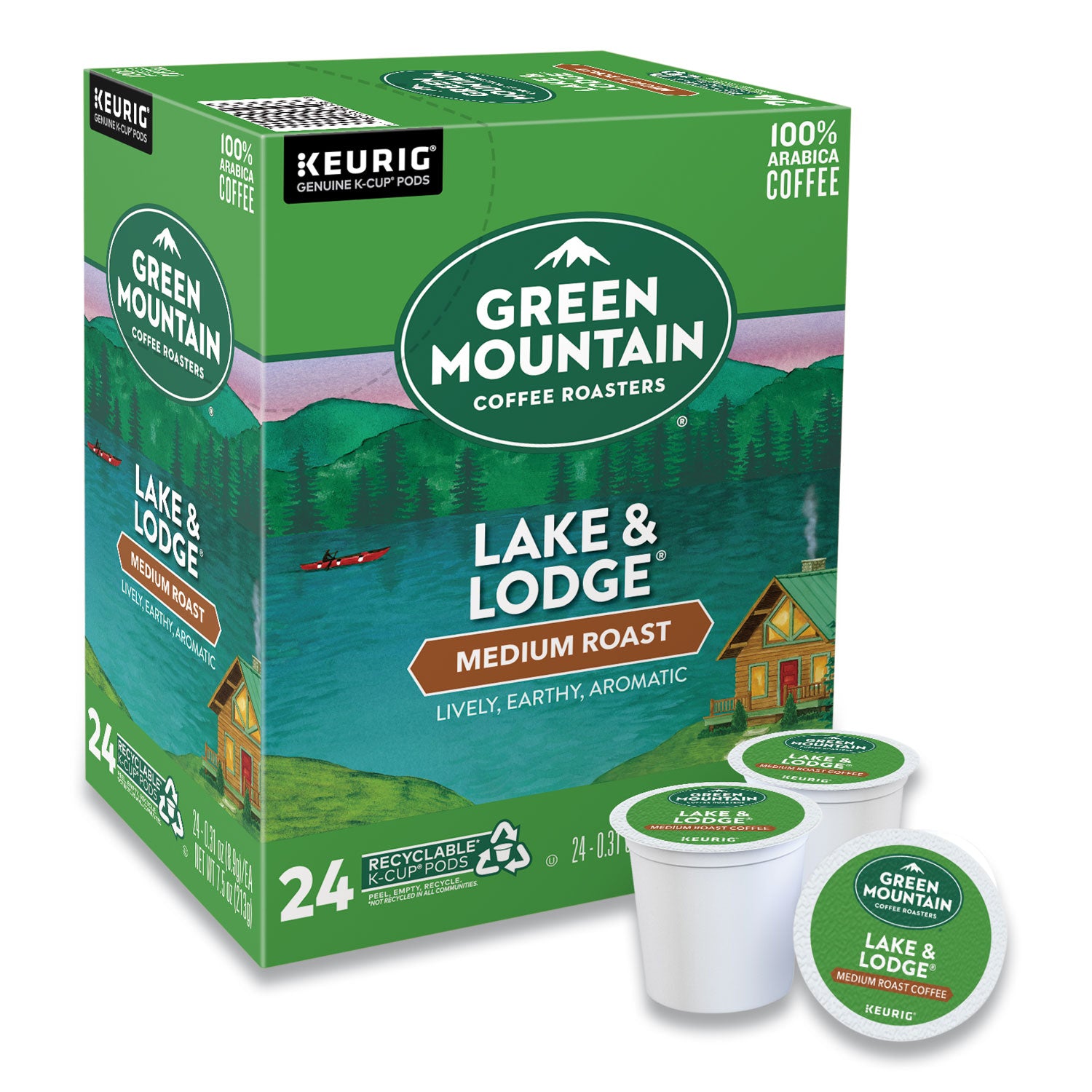 Green Mountain Coffee® Lake and Lodge Coffee K-Cups, Medium Roast, 24/Box