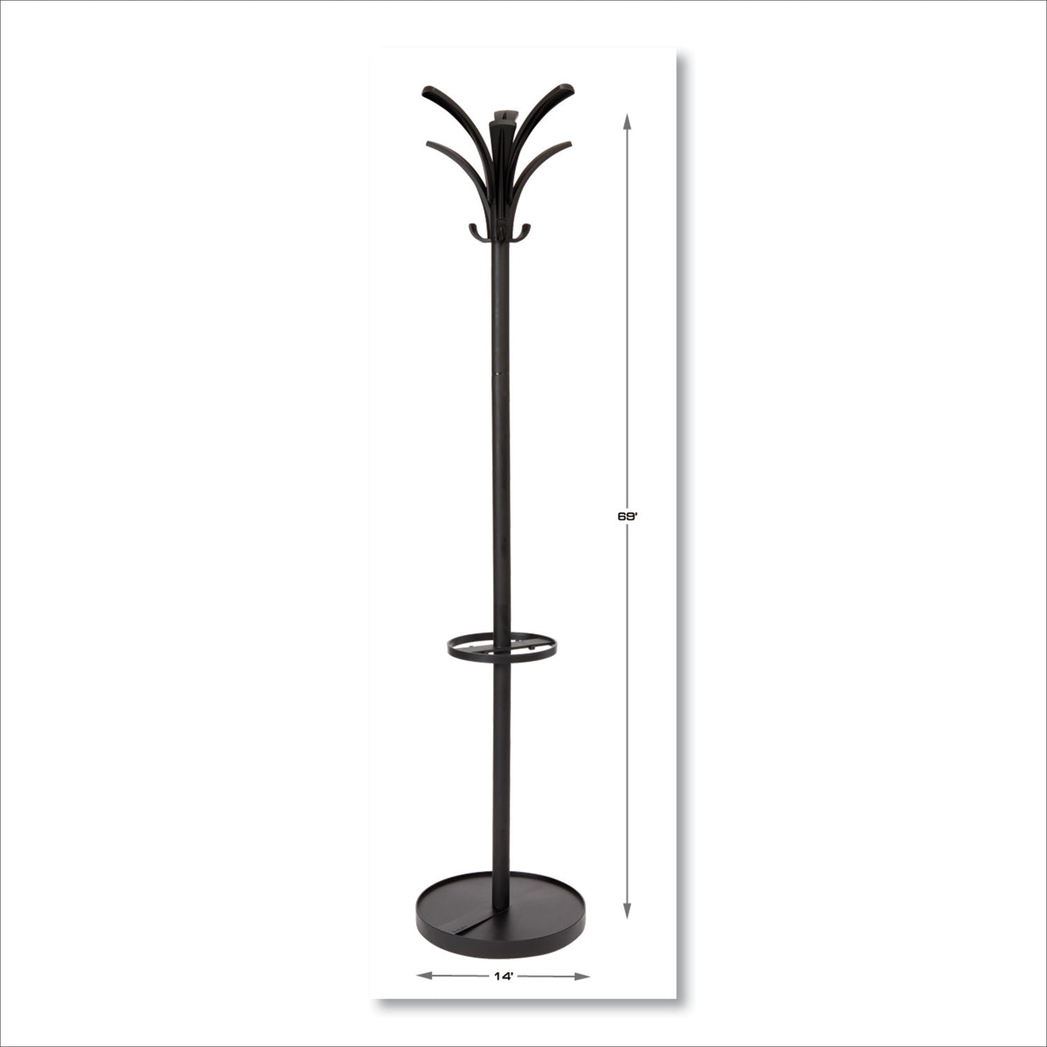 Alba™ Brio Coat Stand, 13.75w x 13.75d x 66.25h, Black