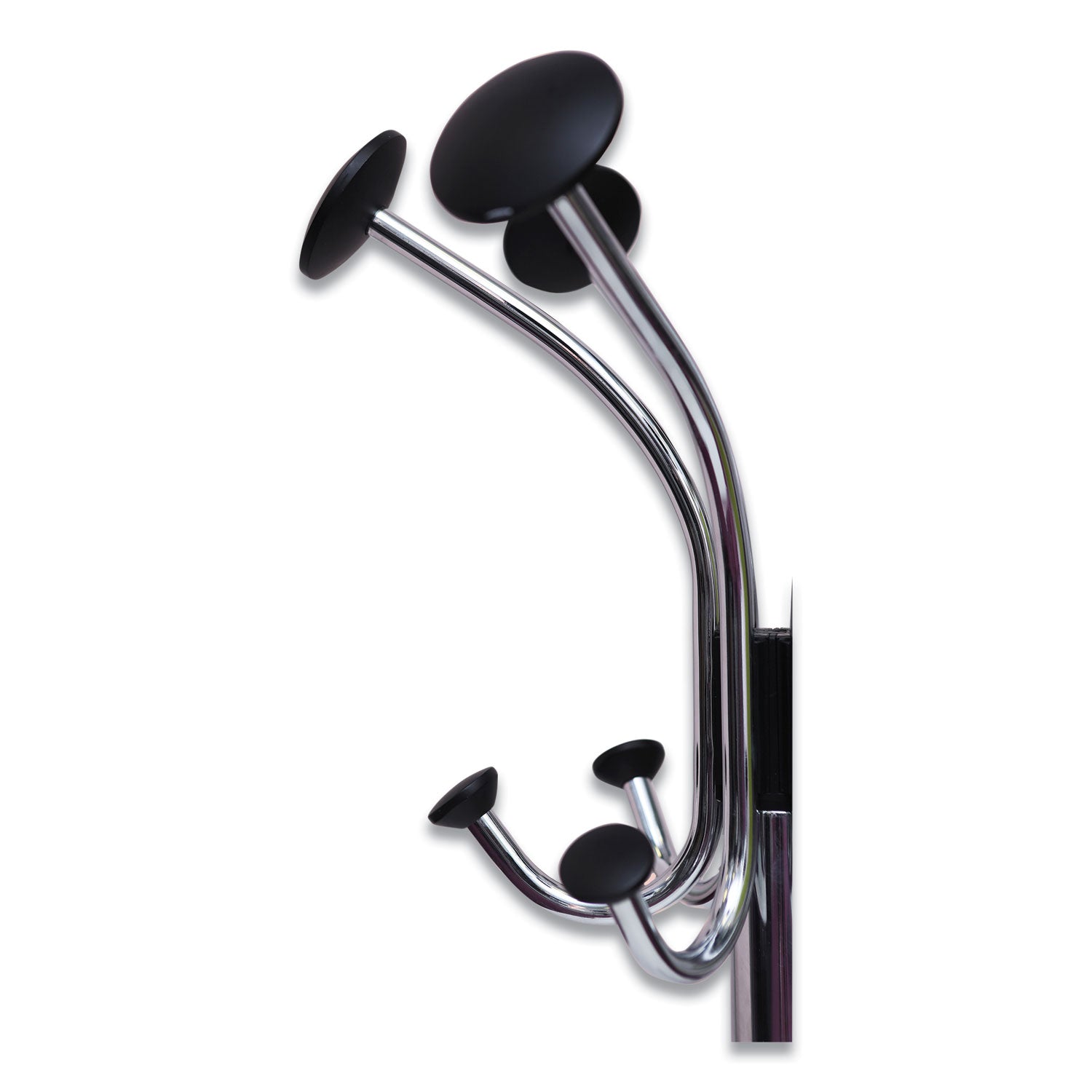 Alba™ Chromy Coat Stand, 12 Knobs, 16w x 16d x 70.5h, Chrome/Black