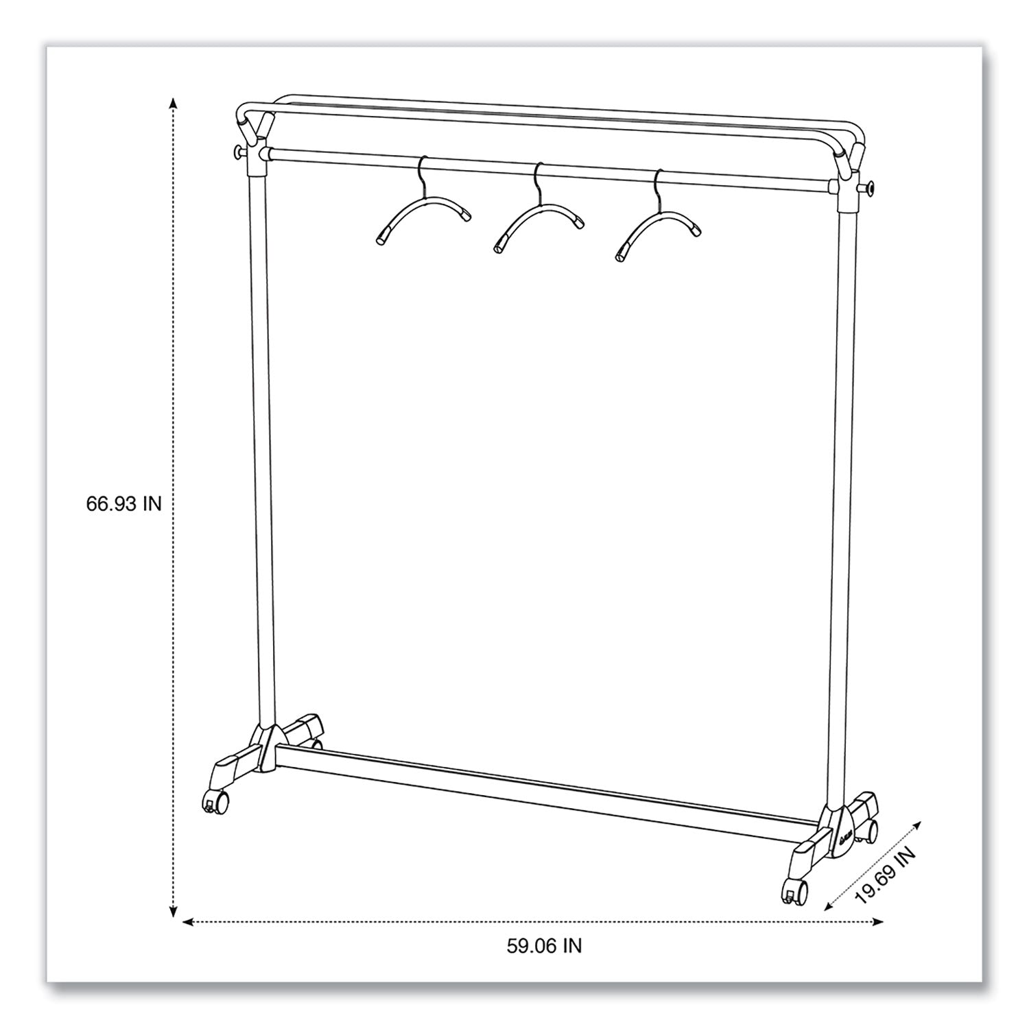 Alba™ Large Capacity Garment Rack, 63.5w x 21.25d x 67.5h, Black/Silver