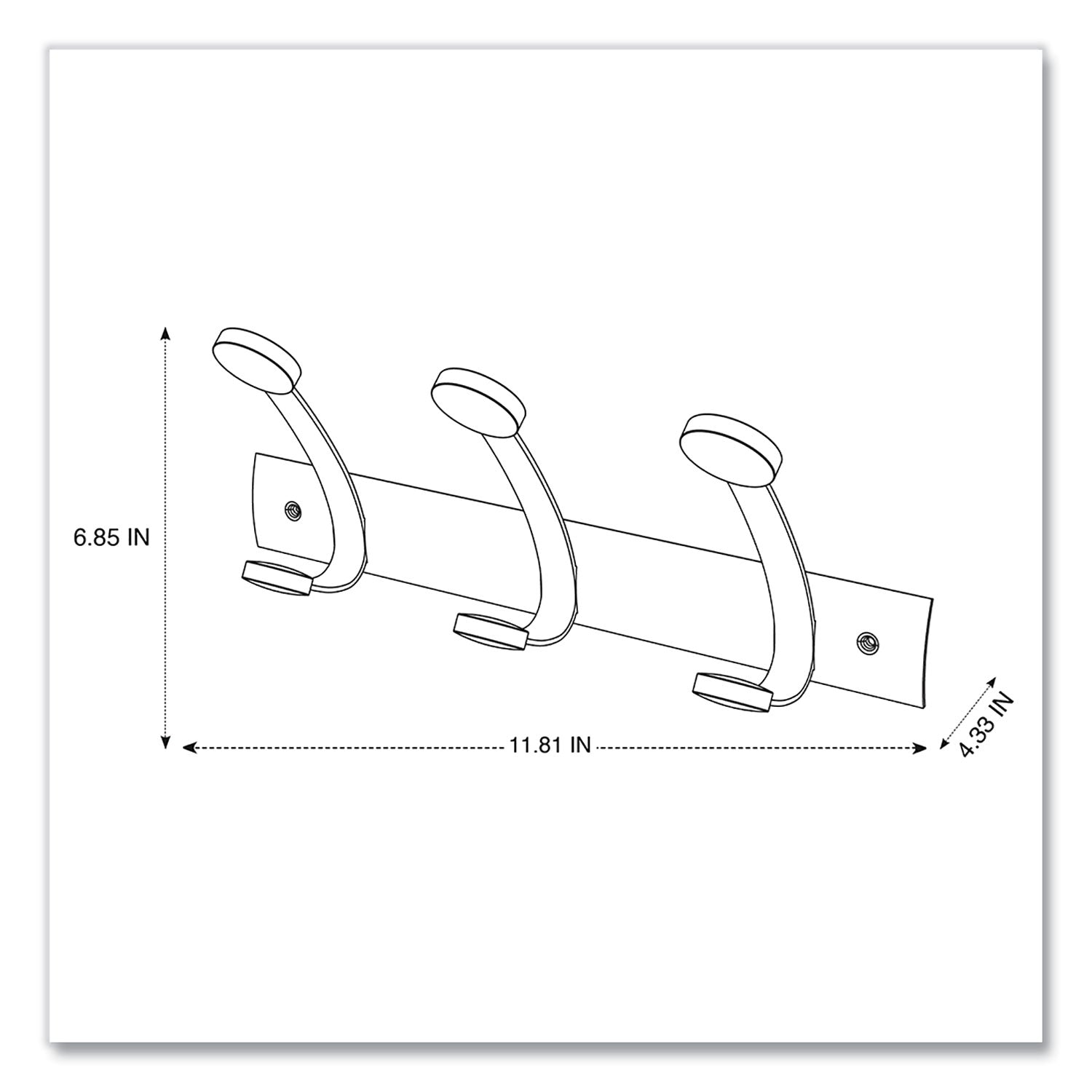 Alba™ Wooden Coat Hook, Three Wood Peg Wall Rack, Brown/Silver, 45 lb Capacity