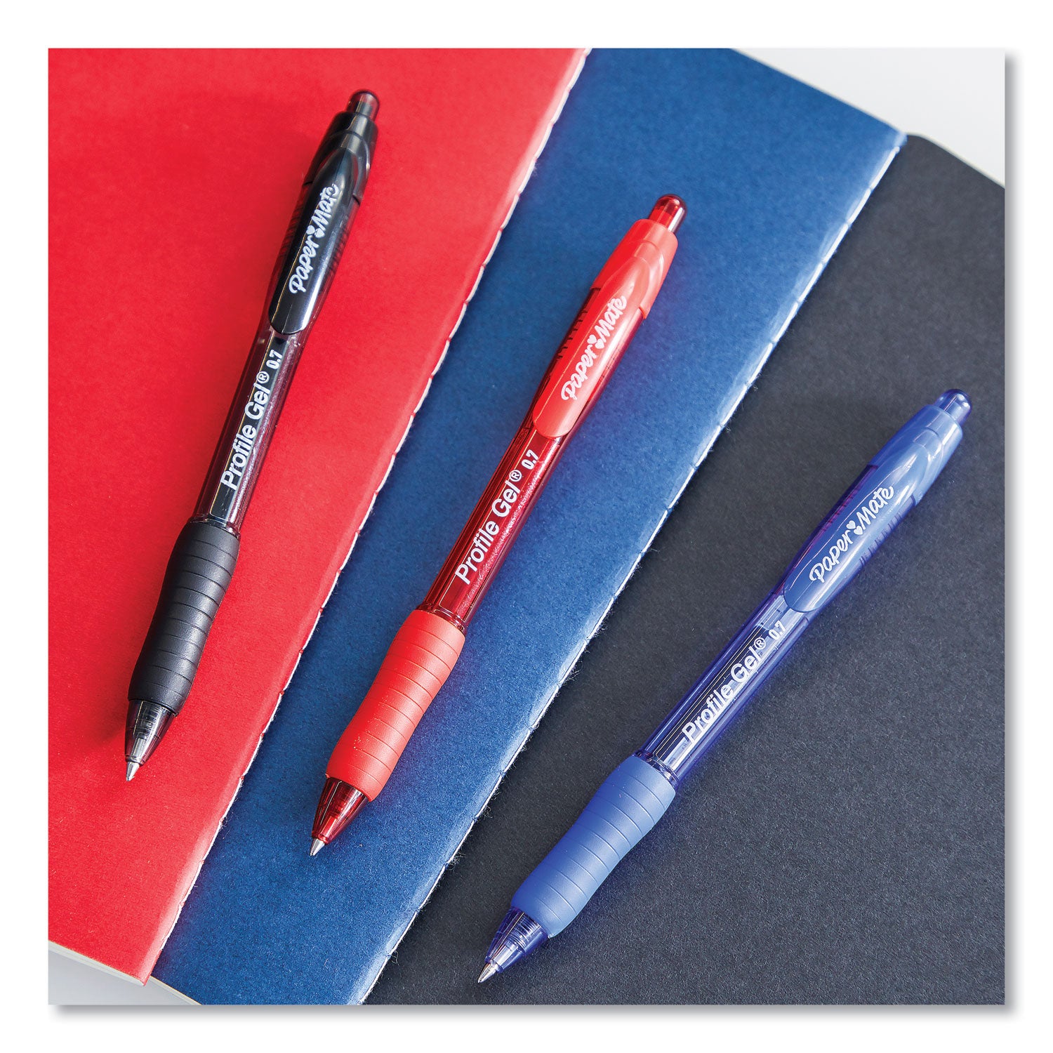 Paper Mate® Profile Gel Pen, Retractable, Medium 0.7 mm, Red Ink, Translucent Red Barrel, Dozen