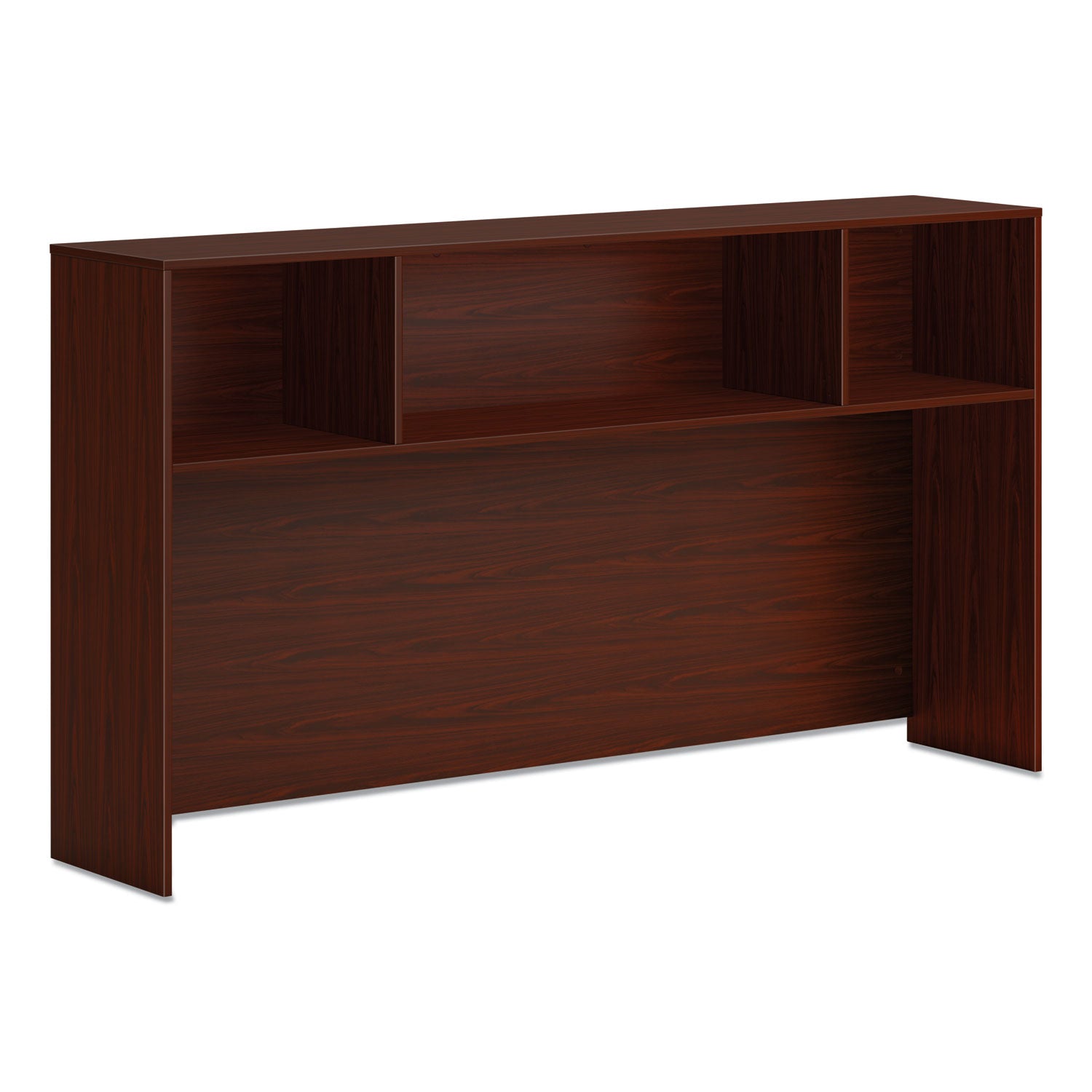 Mod Desk Hutch, 3 Compartments, 72w x 14d x 39.75h, Traditional Mahogany