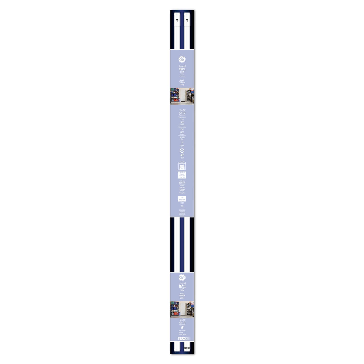 48" T8/T12, 40 W, T8 Tube, 15 W, Cool White, 6/Carton