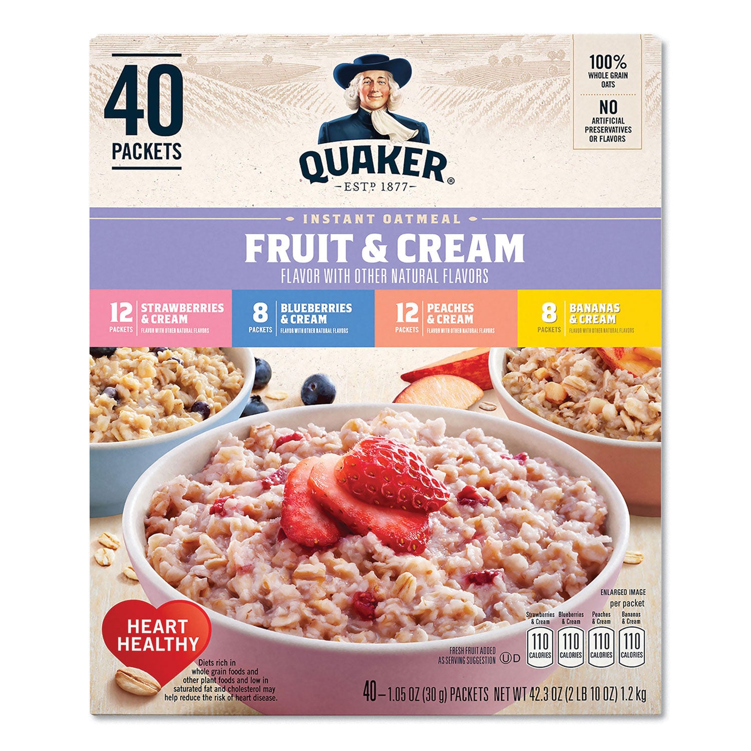 Quaker® Instant Oatmeal, Assorted Varieties, 1.05 oz Packet, 40/Box