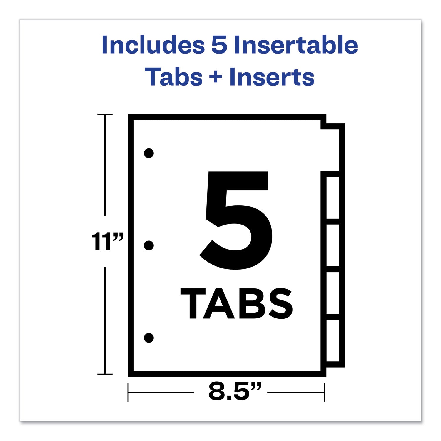 Avery® Insertable Big Tab Plastic Dividers, 5-Tab, 11 x 8.5, Clear, 1 Set