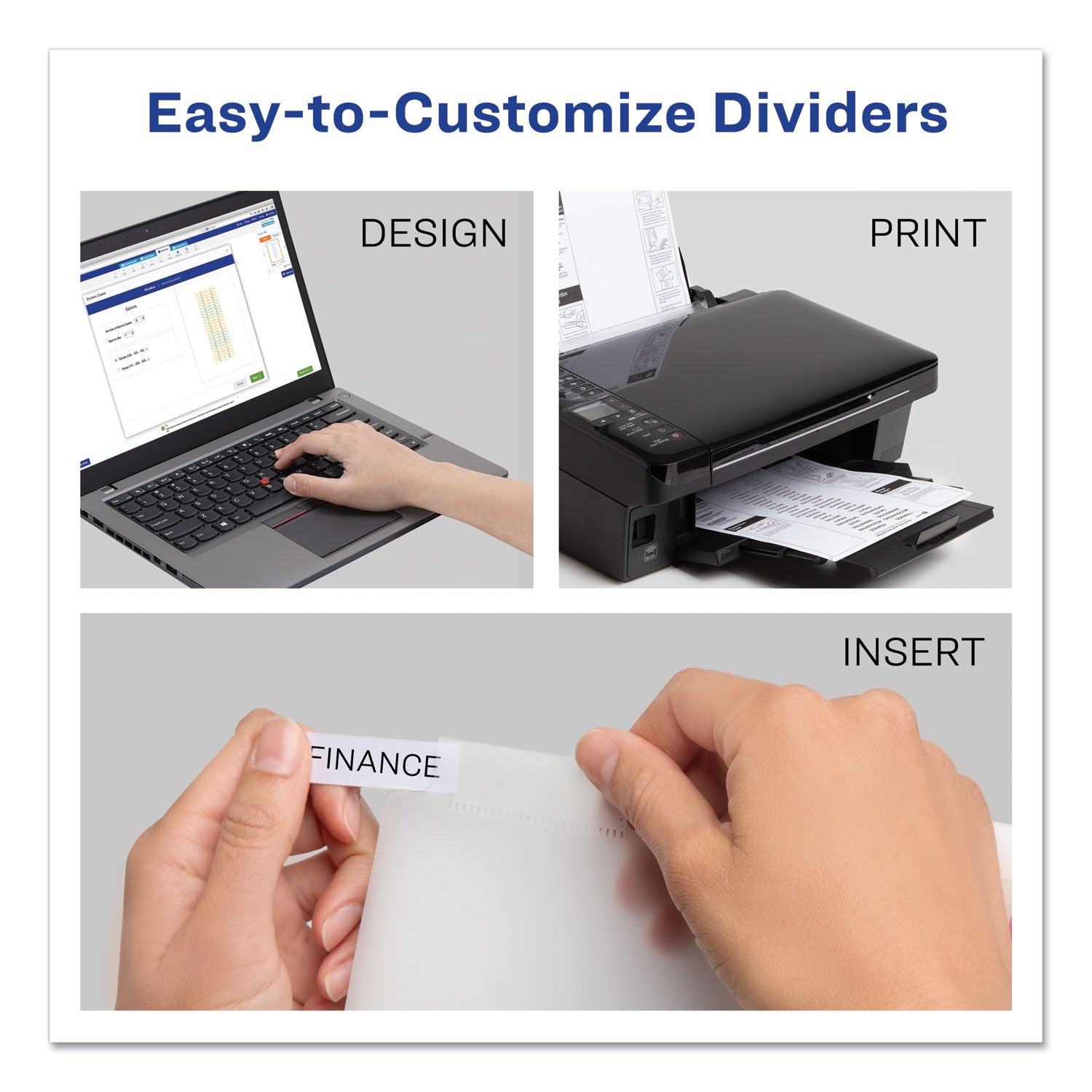 Avery® Insertable Big Tab Plastic Dividers, 5-Tab, 11 x 8.5, Clear, 1 Set