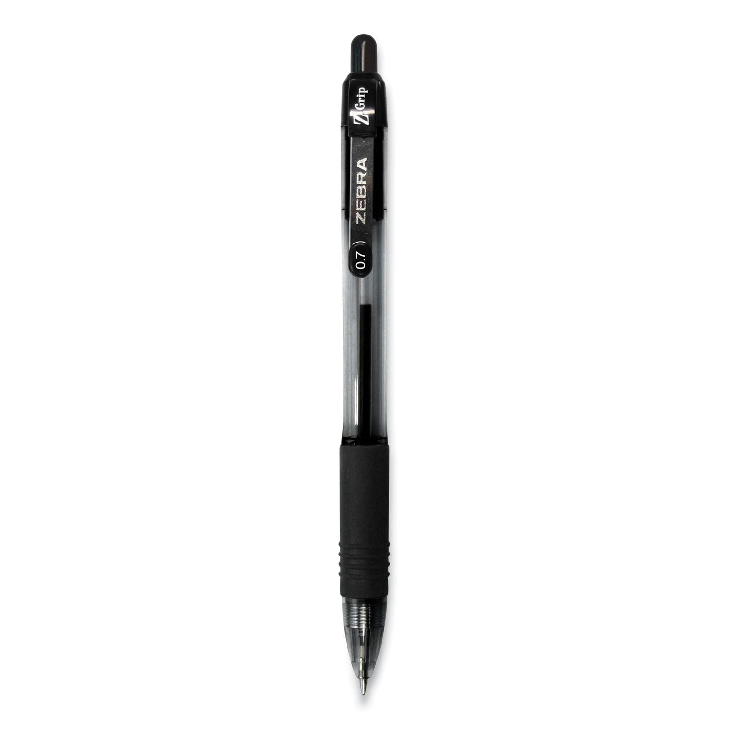 Z-Grip Ballpoint Pen, Retractable, Medium 0.7 mm, Black Ink, Clear/Black Barrel, 12/Pack