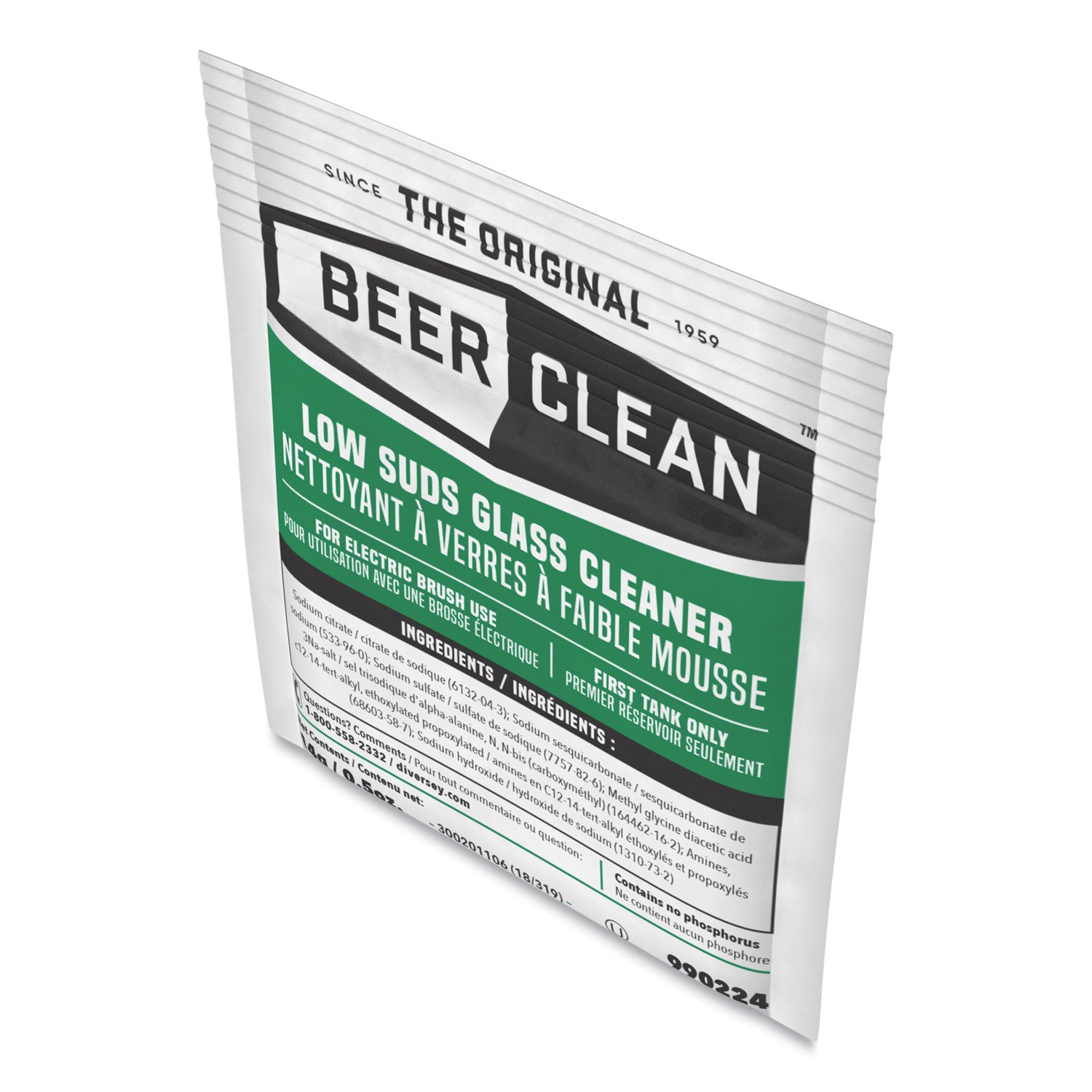 Diversey™ Beer Clean Glass Cleaner, Powder, 0.5 oz Packet, 100/Carton