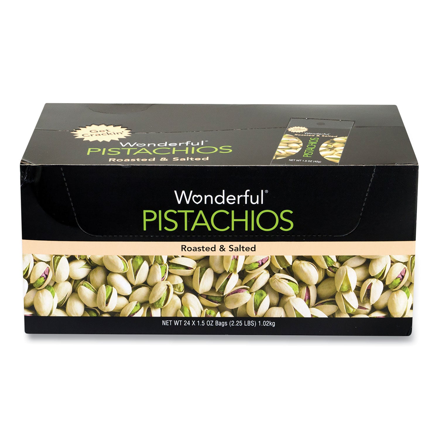 Roasted and Salted Pistachios, 1.5 oz Bag, 24/Pack