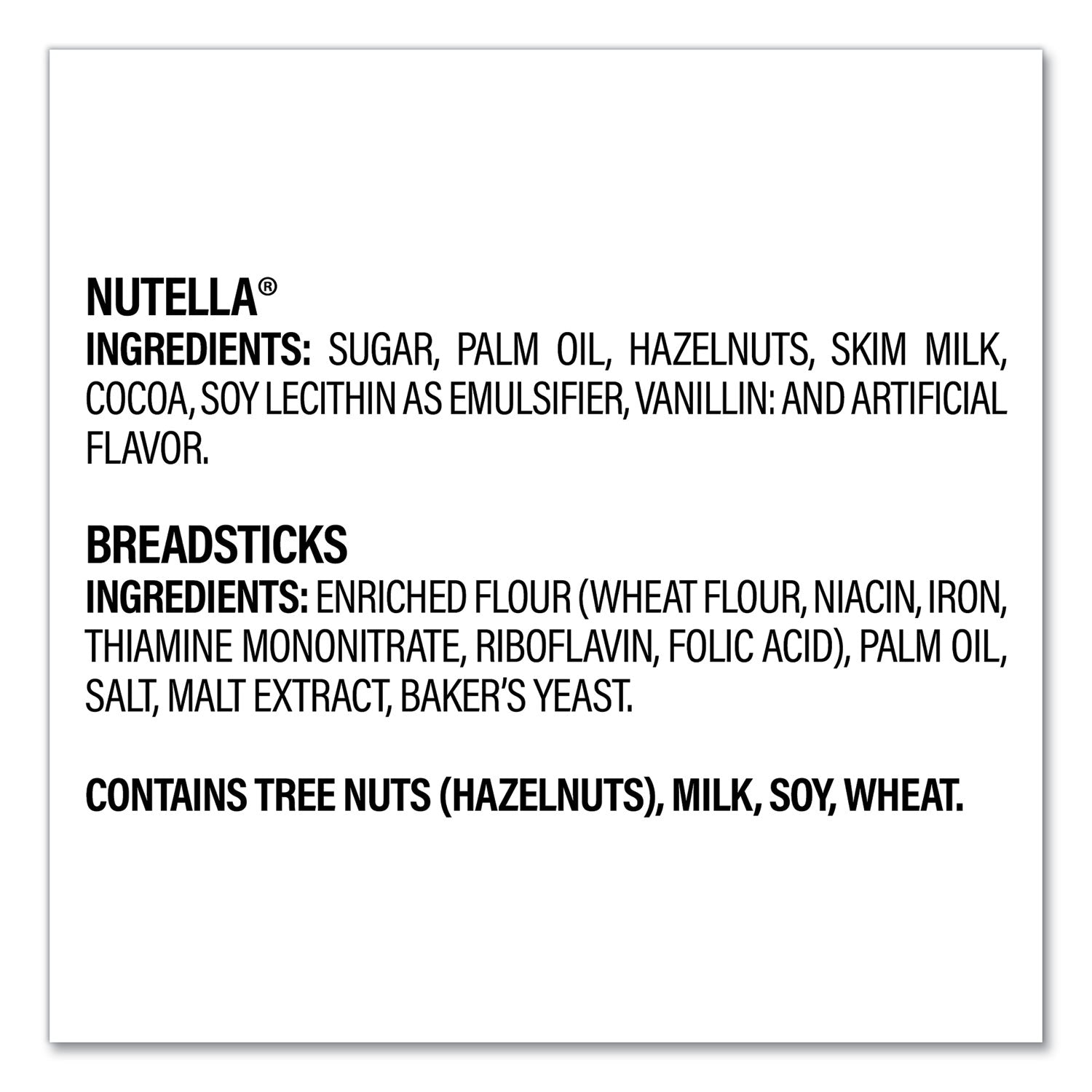 Nutella® Hazelnut Spread and Breadsticks, 1.8 oz Single-Serve Tub, 16/Pack