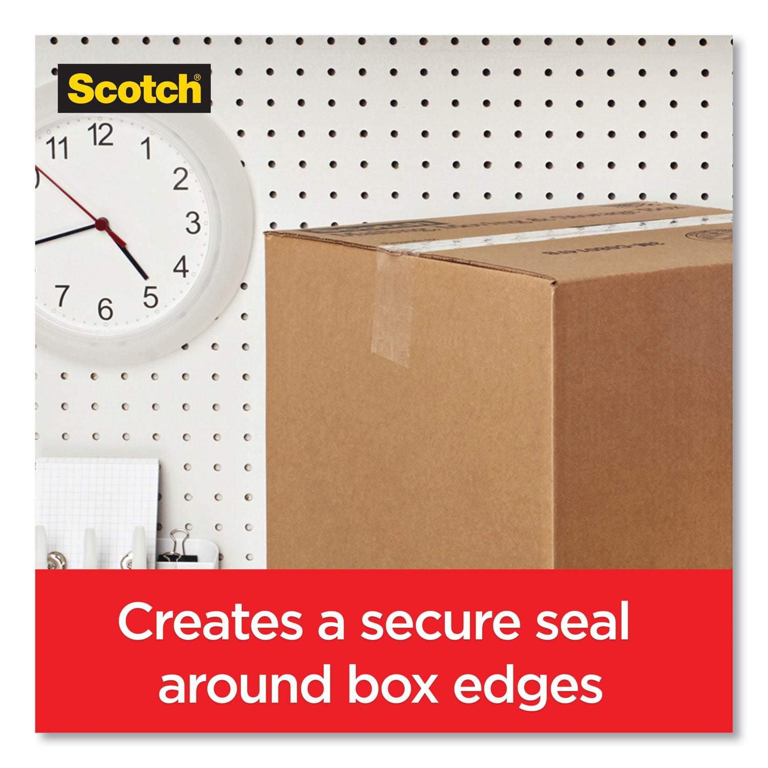 Scotch® Box Lock Shipping Packaging Tape with Dispenser, 3" Core, 1.88" x 54.6 yds, Clear, 4/Pack