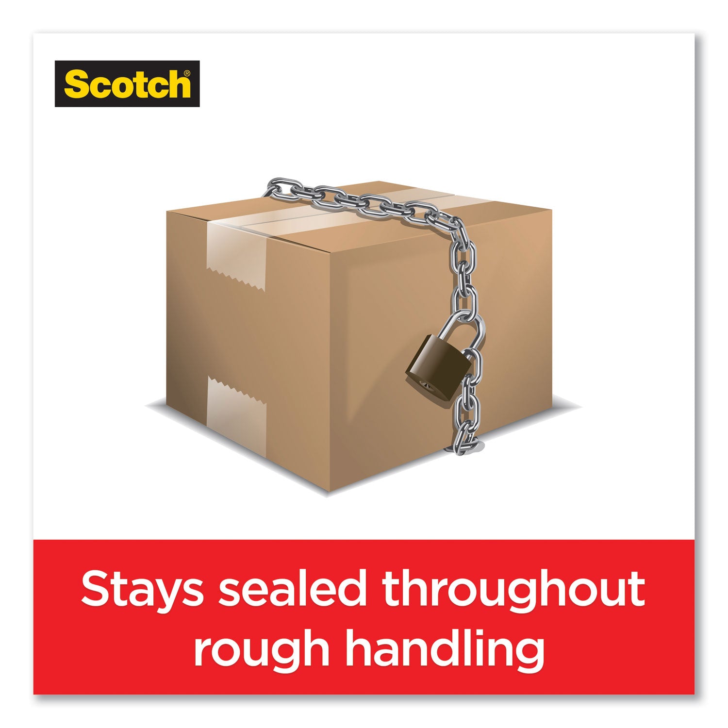 Scotch® Box Lock Shipping Packaging Tape, 1.5" Core with Dispenser, 1.88" x 22.2 yds, Clear, 6/Pack