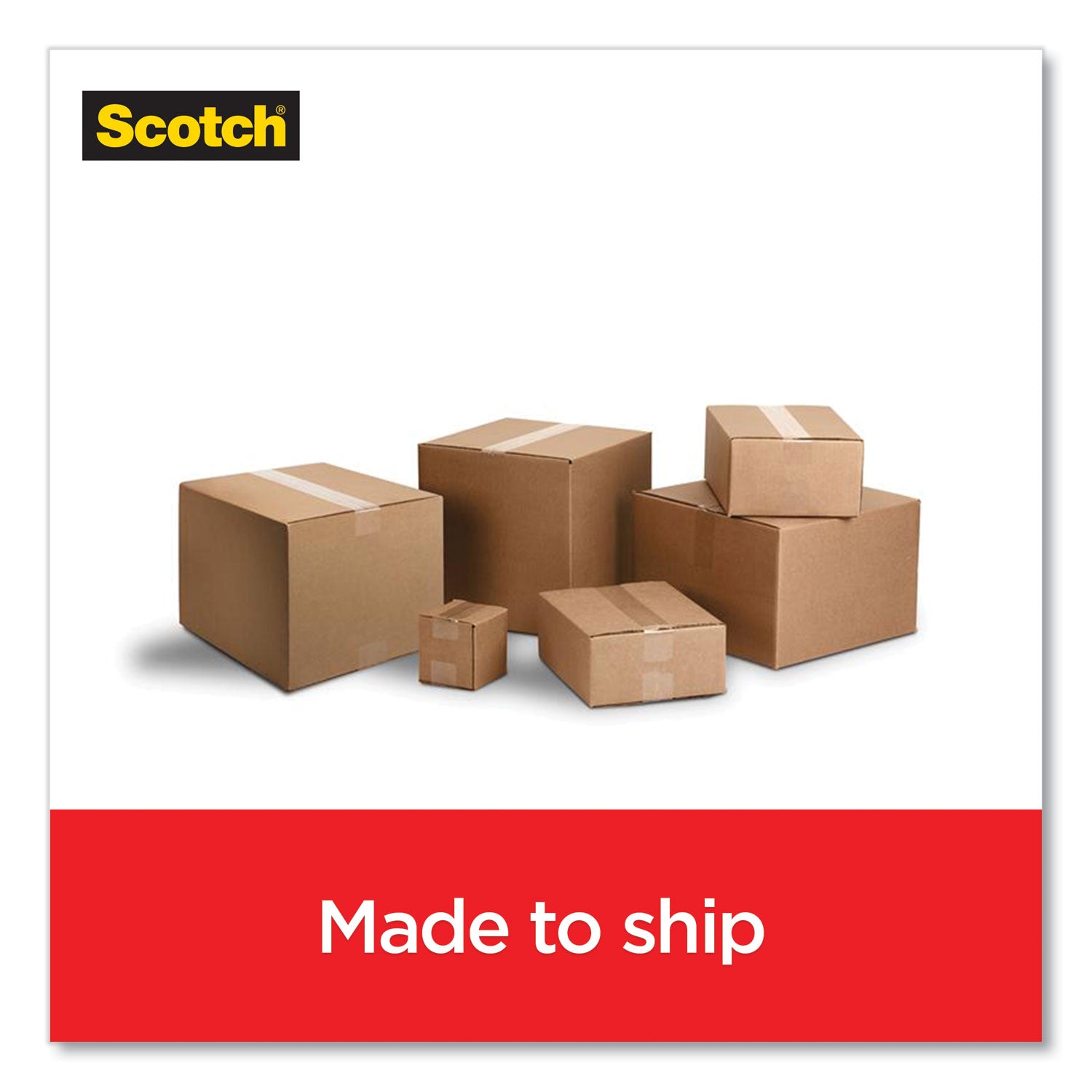 Scotch® Box Lock Shipping Packaging Tape, 1.5" Core with Dispenser, 1.88" x 22.2 yds, Clear, 6/Pack