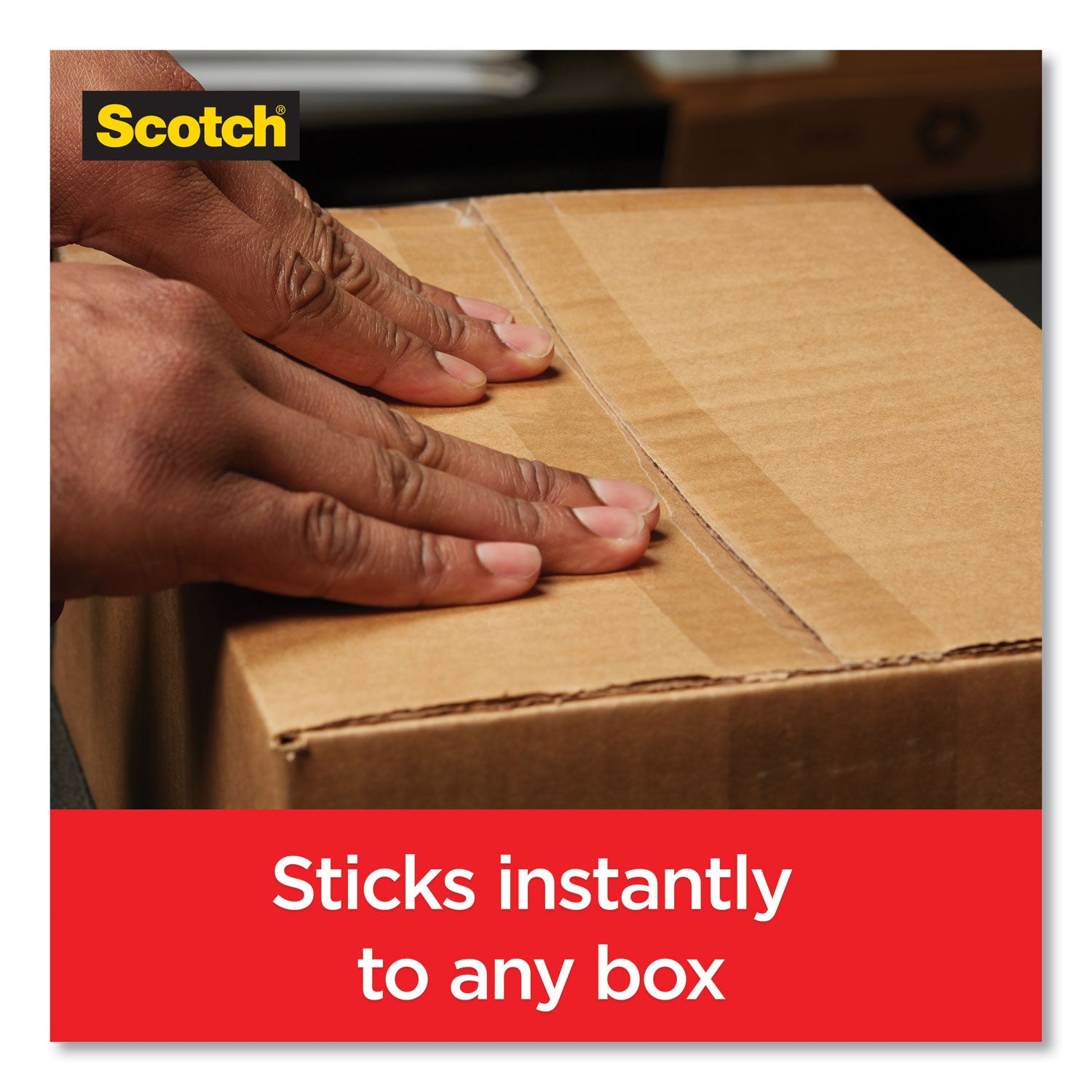 Scotch® Box Lock Shipping Packaging Tape, 1.5" Core with Dispenser, 1.88" x 22.2 yds, Clear, 6/Pack