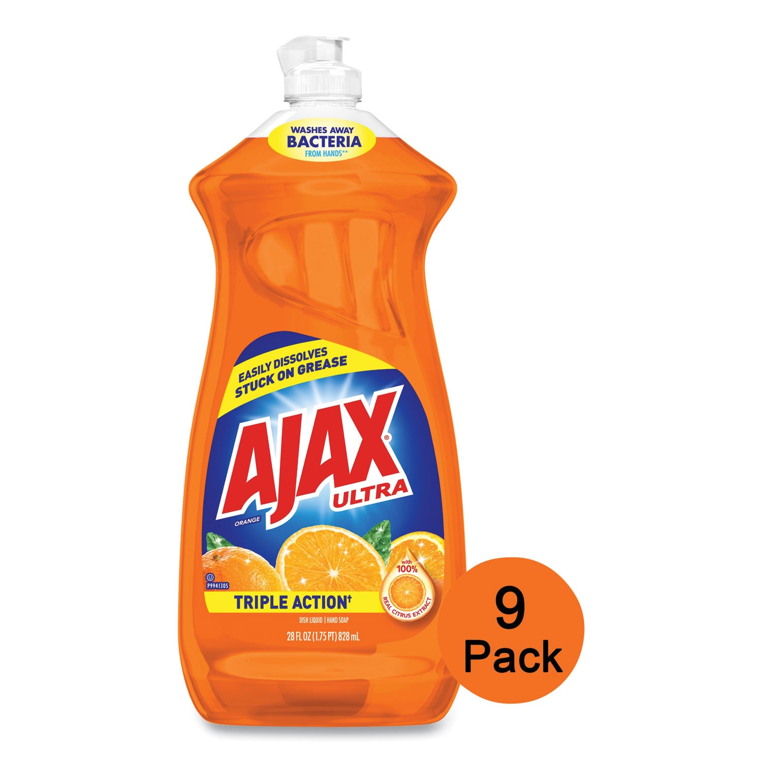 Ajax® Dish Detergent, Liquid, Orange Scent, 28 oz Bottle, 9/Carton