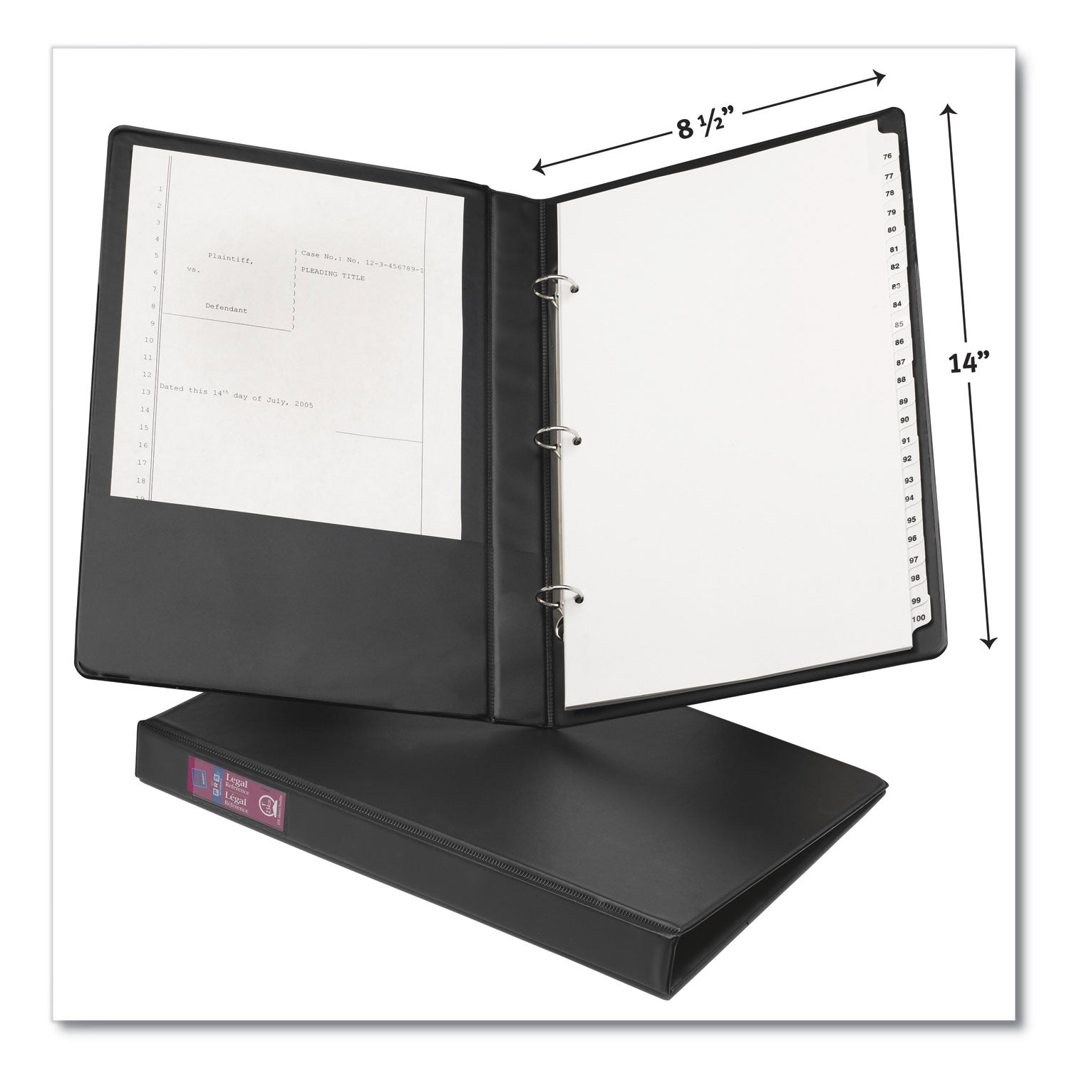 Avery® Legal Durable Non-View Binder with Round Rings, 3 Rings, 1" Capacity, 14 x 8.5, Black, (6400)