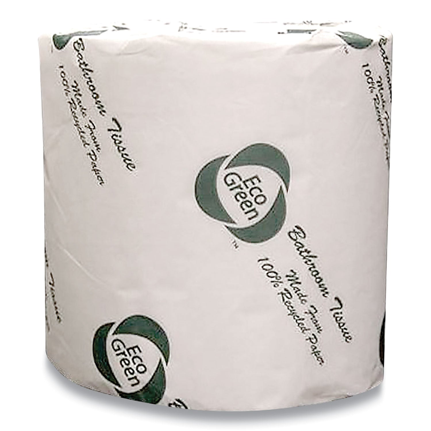 Eco Green® Recycled 1-Ply Standard Bathroom Tissue, Septic Safe, White, 4.4" Wide, 1,200 Sheets/Roll, 80 Rolls/Carton