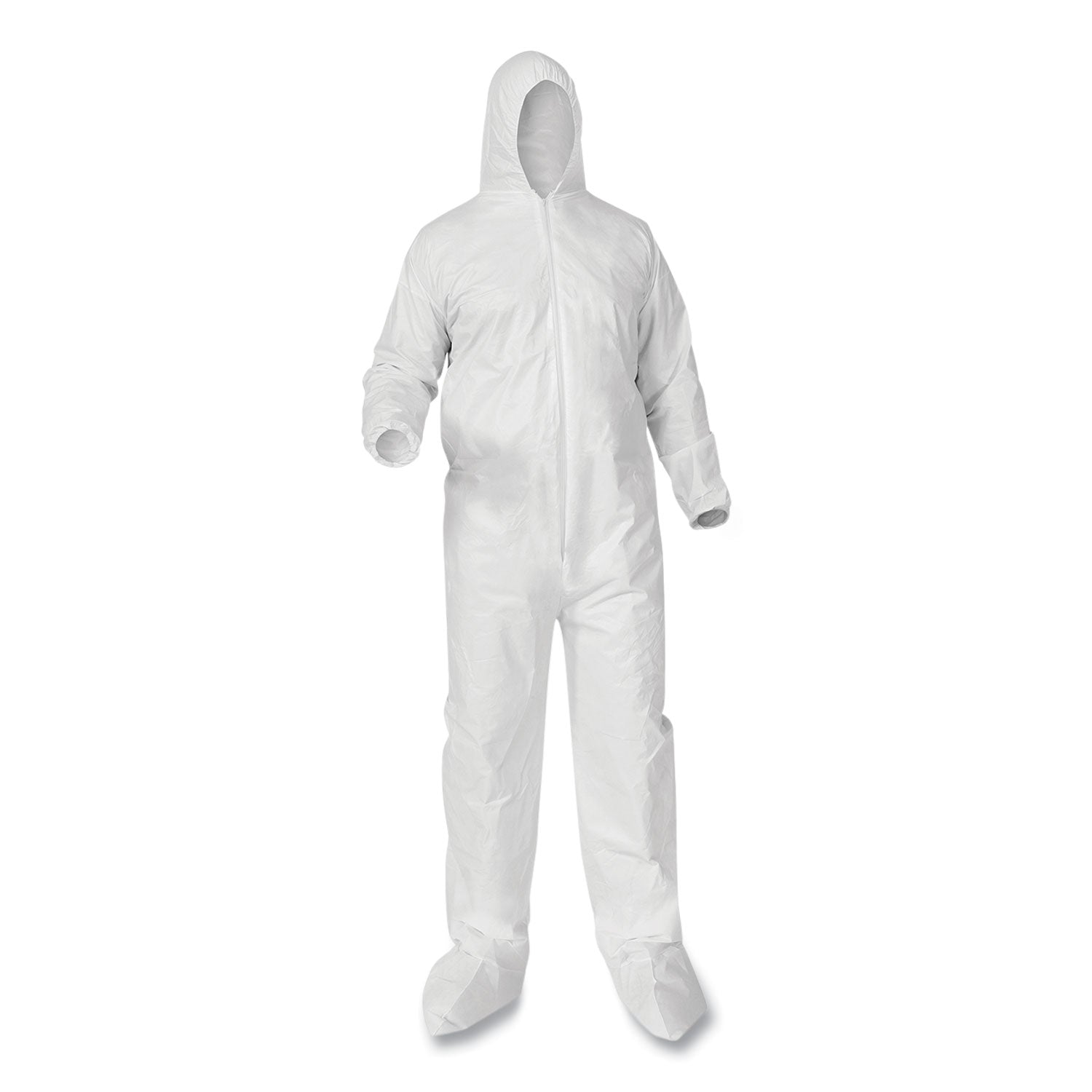 A35 Liquid and Particle Protection Coveralls, Zipper Front, Hood/Boots, Elastic Wrists/Ankles, White, 3X-Large, 25/Carton