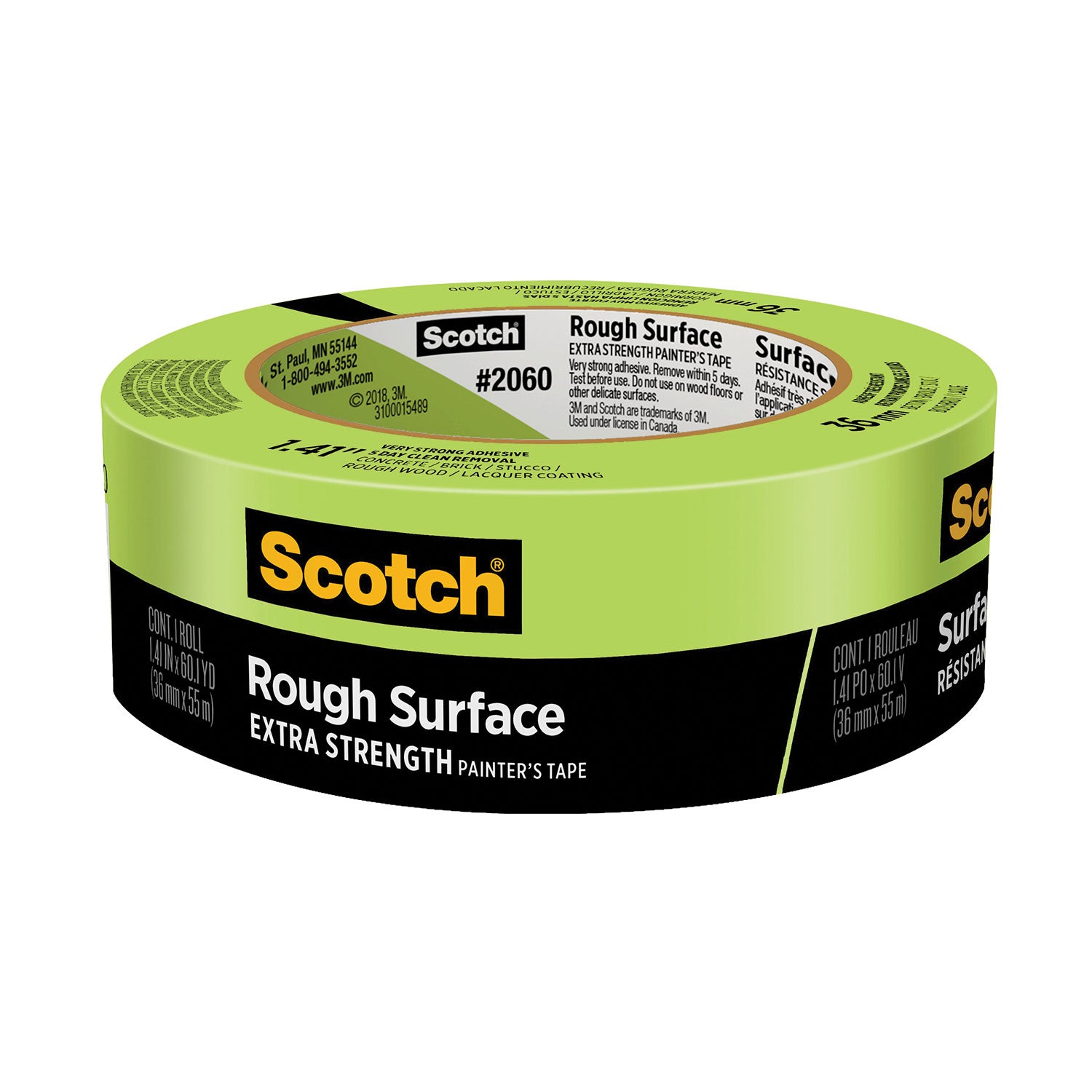 Rough Surface Extra Strength Painter's Tape, 3" Core, 1.41" x 60.1 yds, Green