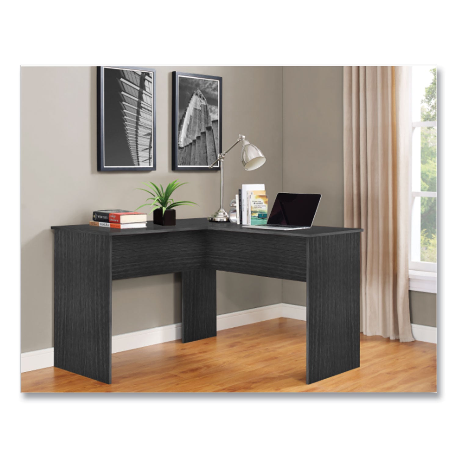 Easy 2 Go Corner Computer Desk, 47.83" x 47.83" x 30.39", Dark Gray